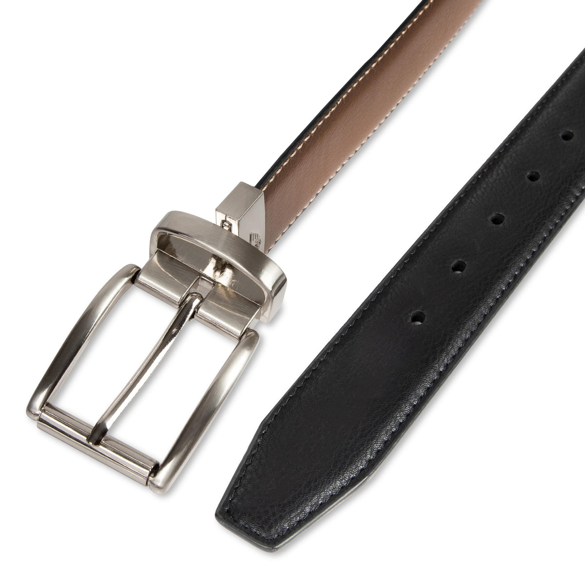 Dockers Men's Reversible Casual Belt with Comfort Stretch-cognac/black, Medium