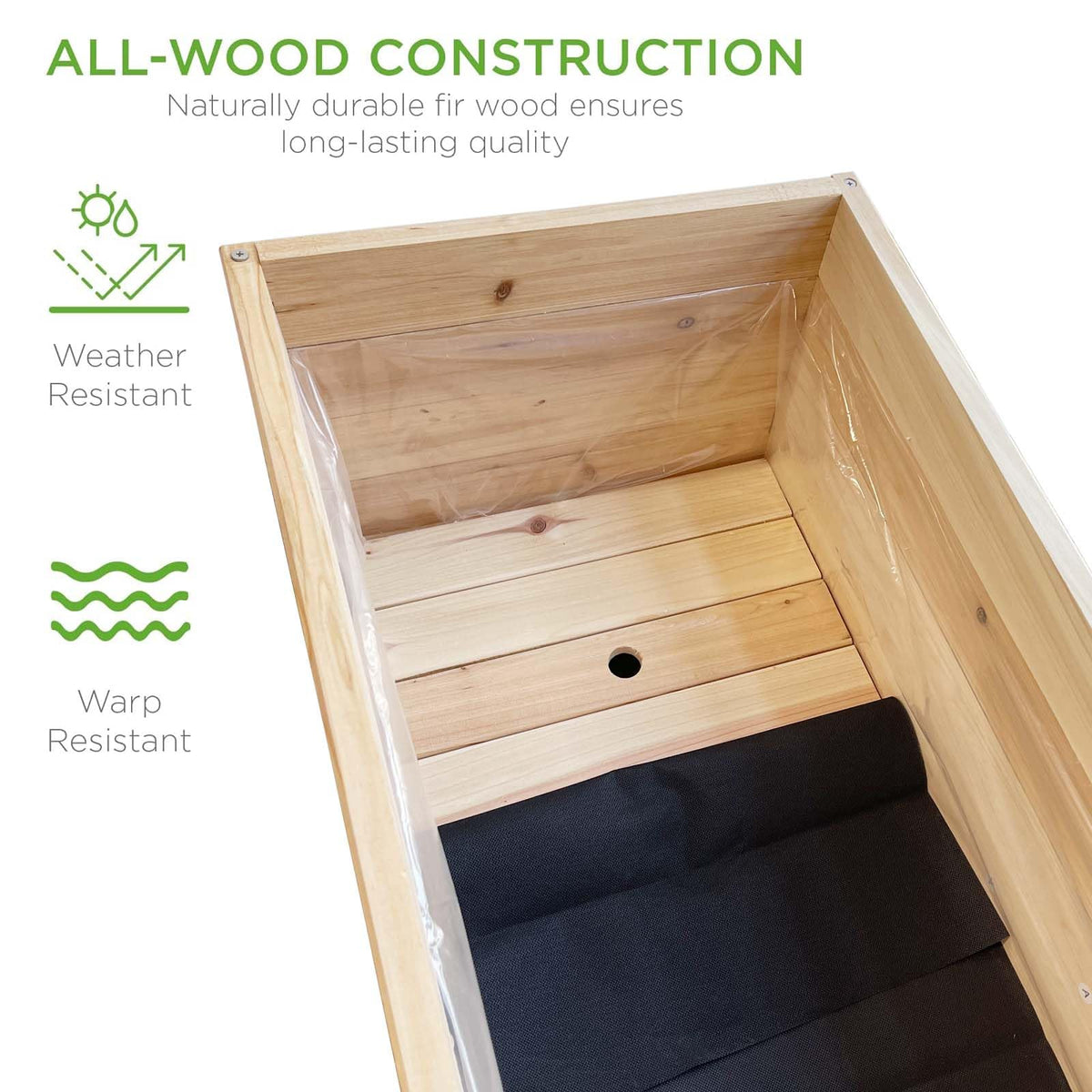 TRUEAURA Wood Raised Garden Bed, Rectangular Planter Box Outdoor Large Tall Trough 39"x28"x15" Flower Planters Boxes with Bottom for Plants Herb Patio Porch Balcony Privacy Screen