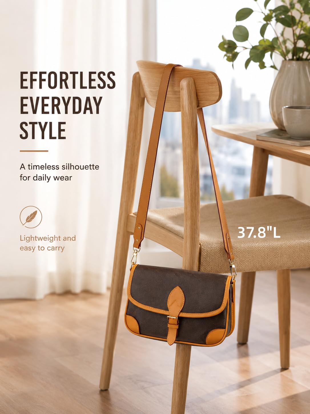 LOFZAR Wide Vachetta Leather Replacement Bag Strap, Fits Neverfull PM/MM/GM Graceful and More (37.8" L, Beeswax)