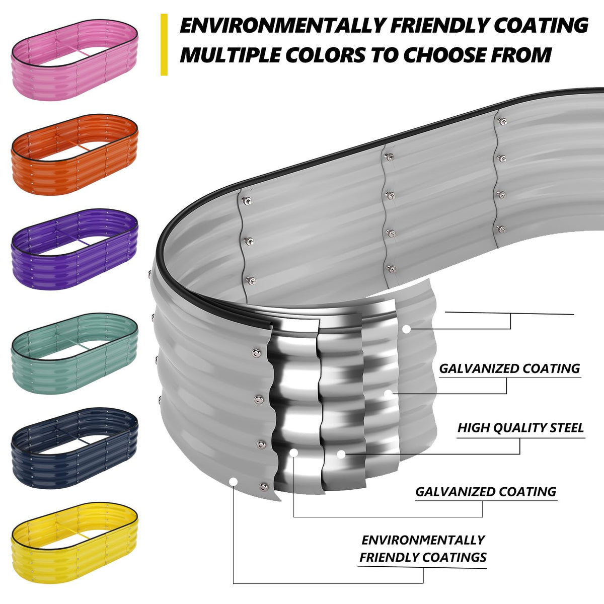 ZFHgarden Galvanized Planter Outdoor Galvanized Metal Planter Round Raised Garden Bed Kit for Gardening Outdoor 1PC Gray 2X2X1FT