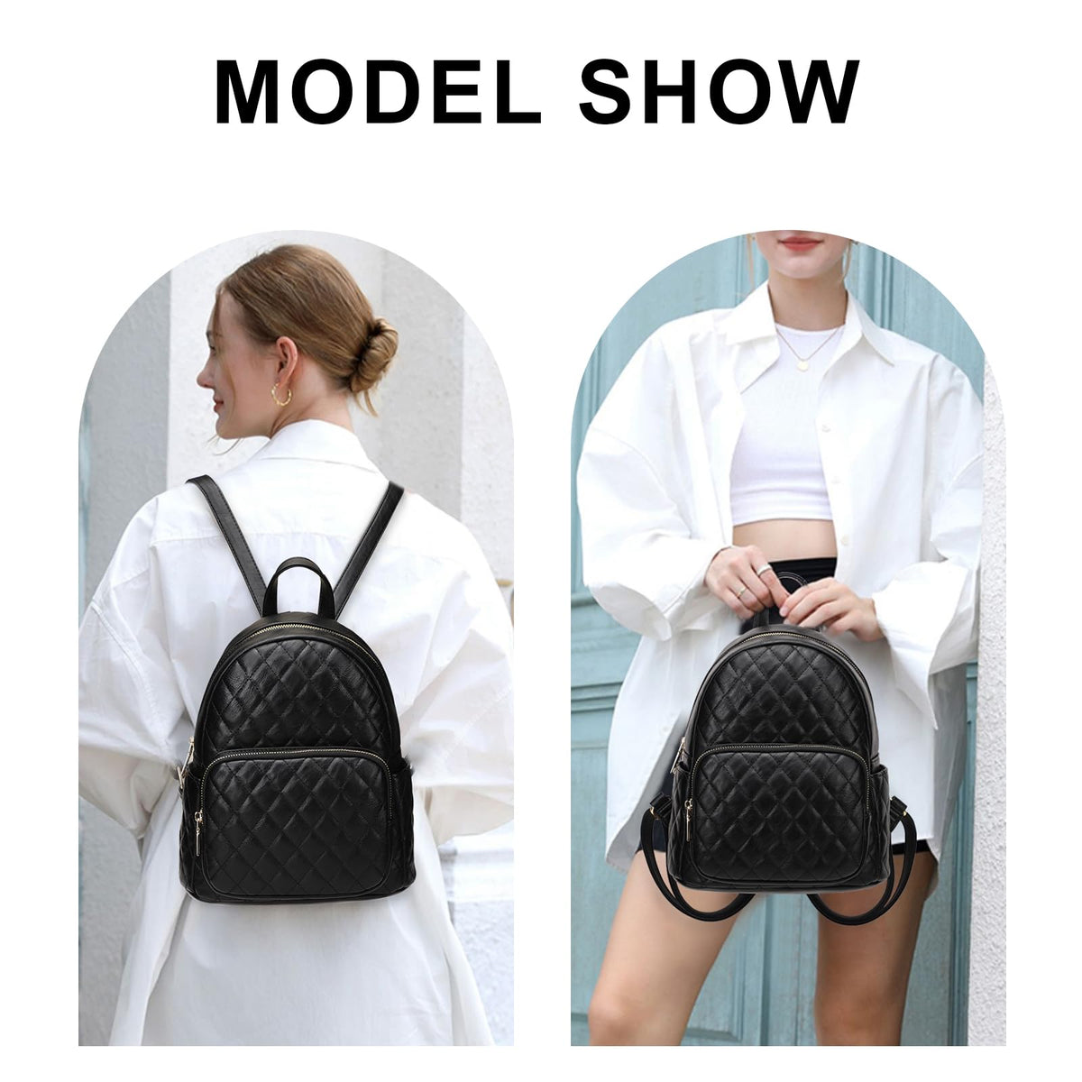 KL928 Quilted Mini Backpack for Women, PU Leather Backpack Purse Designer Satchel Bag, Small Casual Daypack for Ladies