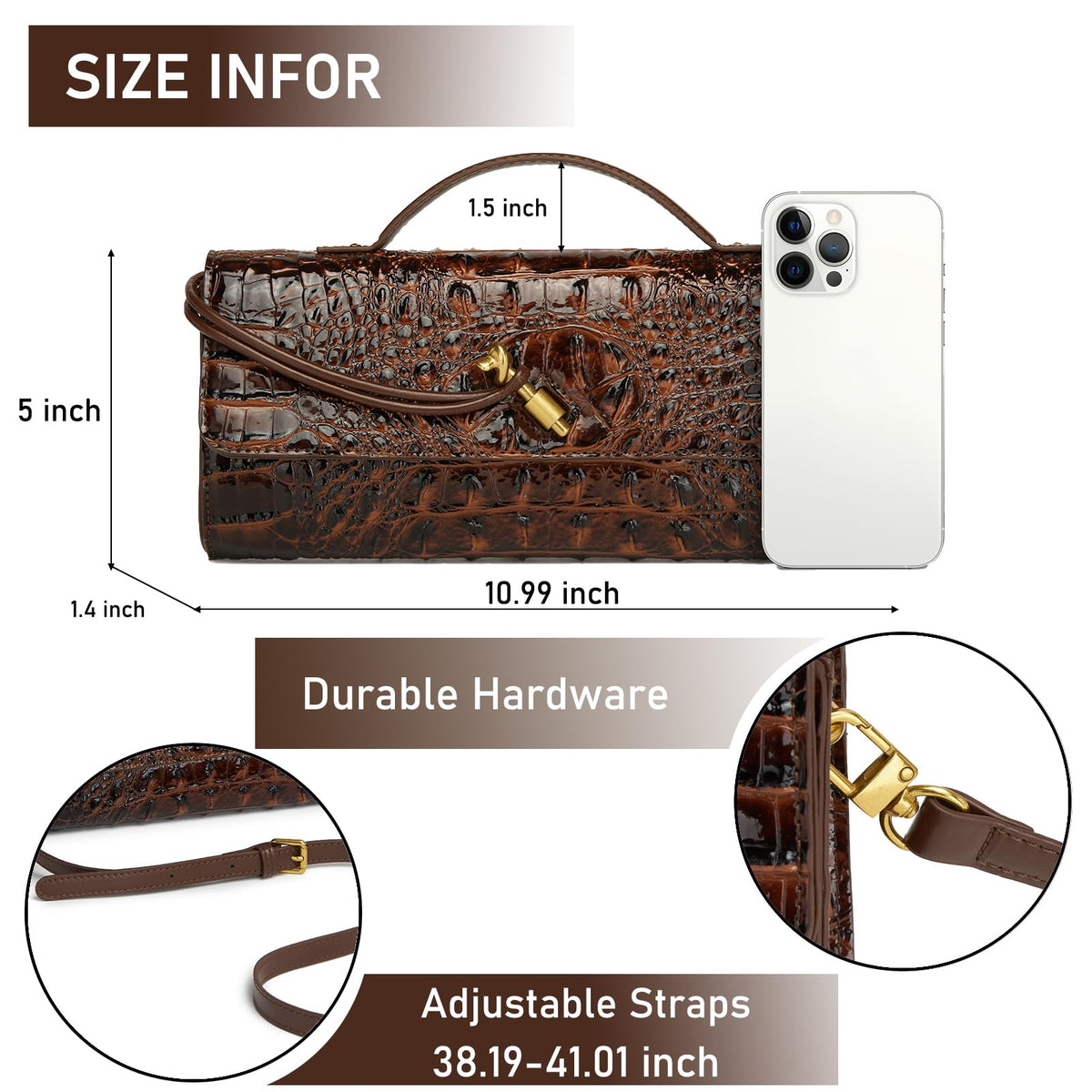 Makcr Joacbv Trendy Women Crocodile Evening Clutch Purse Crossbody Shoulder Handbag Cute Vegan Leather Satchels
