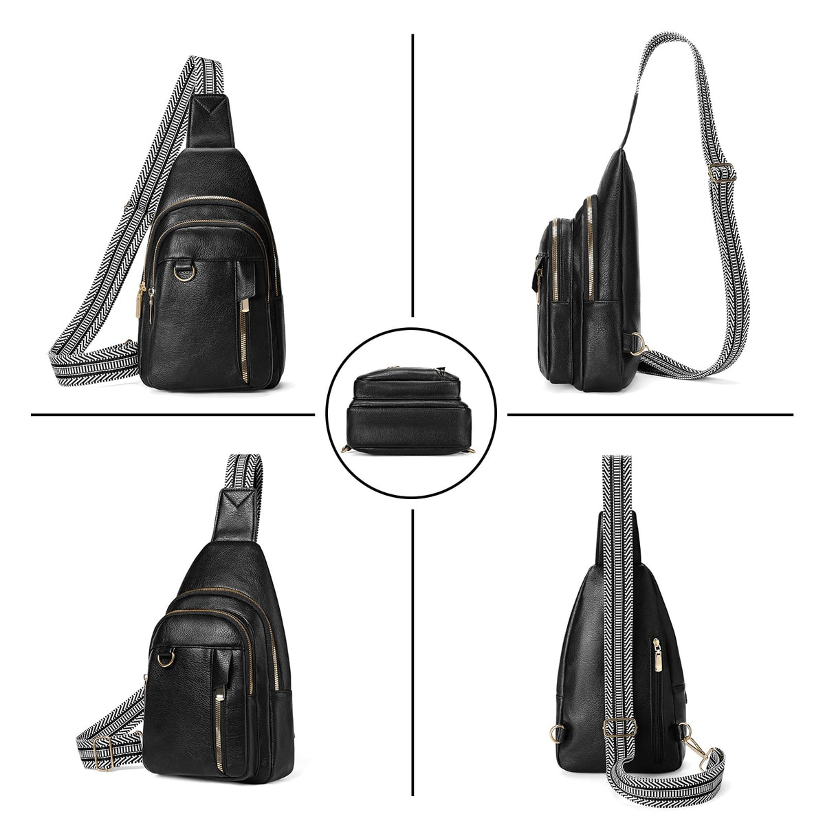 GAEKEAO Sling Bag for Women Vegan Leather Crossbody Bags Travel Fanny Packs Small Shoulder Purse Chest Bag Backpack Gifts
