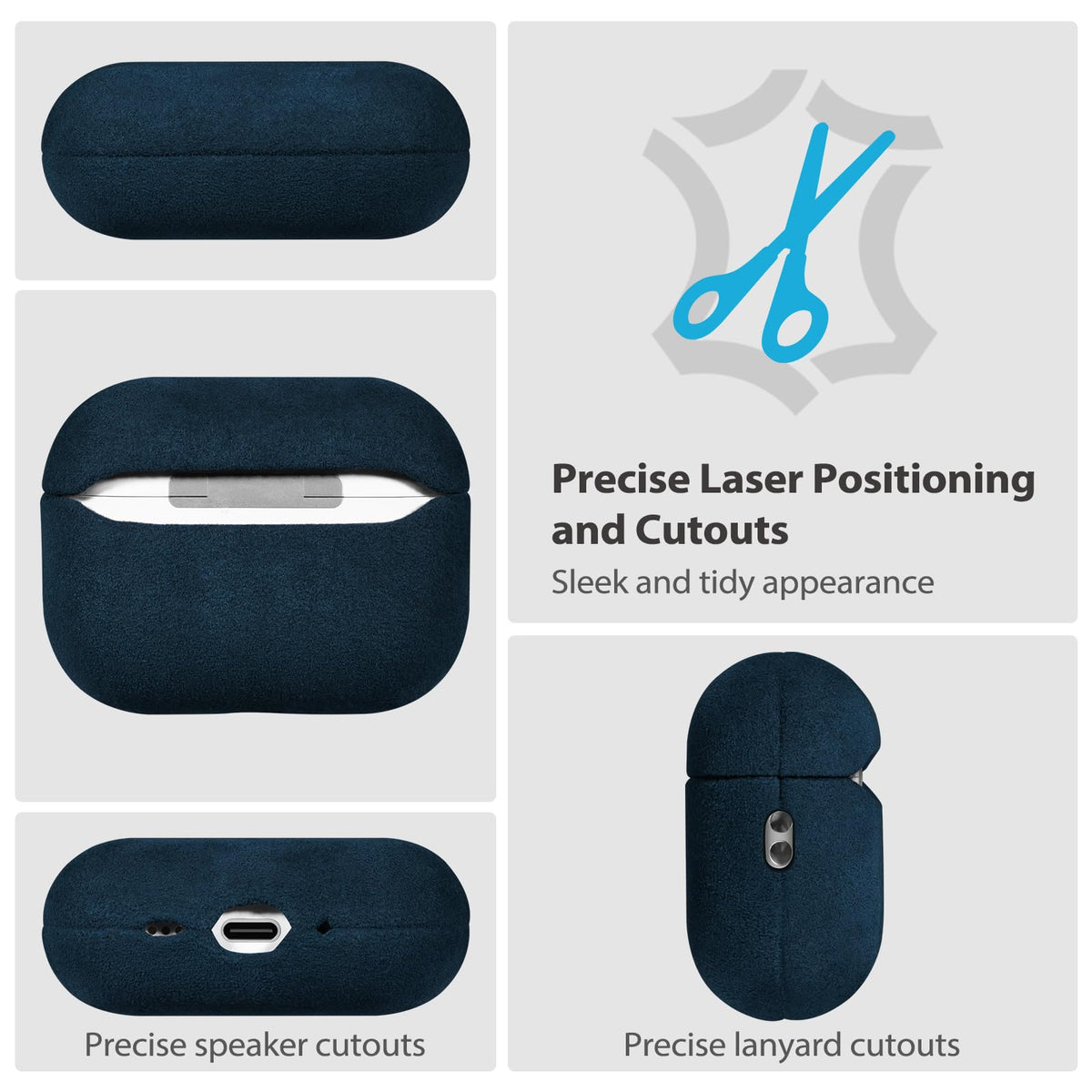Belemay Handcrafted Alcantara Case for AirPods Pro 3rd Gen (2025), Compatible with MagSafe, Luxury Italian Suede-Like Material, Comfortable Grip, Elegant Cover Compatible with Airpods Pro 3, Blue