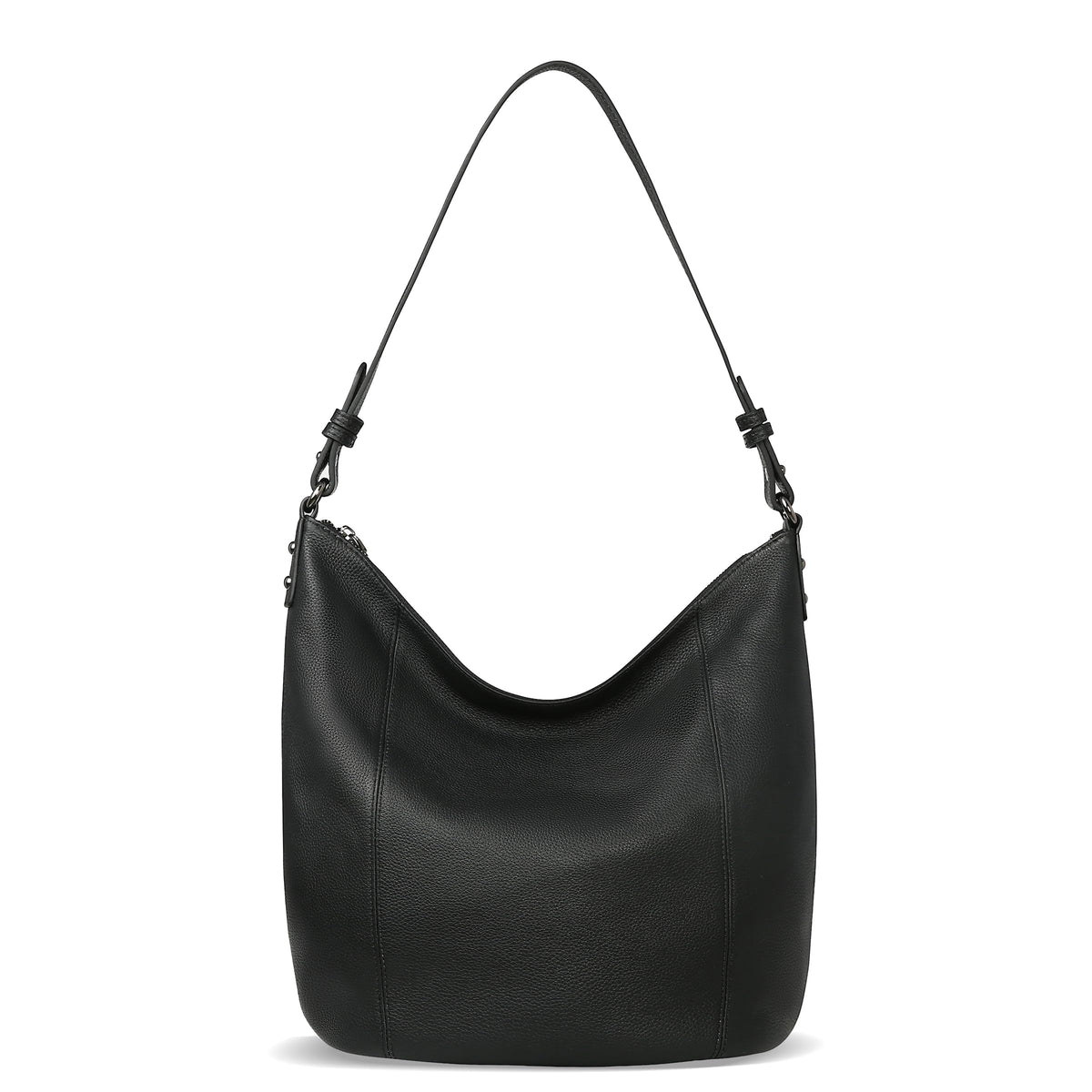 Iswee Genuine Leather Hobo Bags for Women Handbags Real Leather Purses Tote Black Slouchy Shoulder Purse Satchel Large Cross Body Bag (Black)