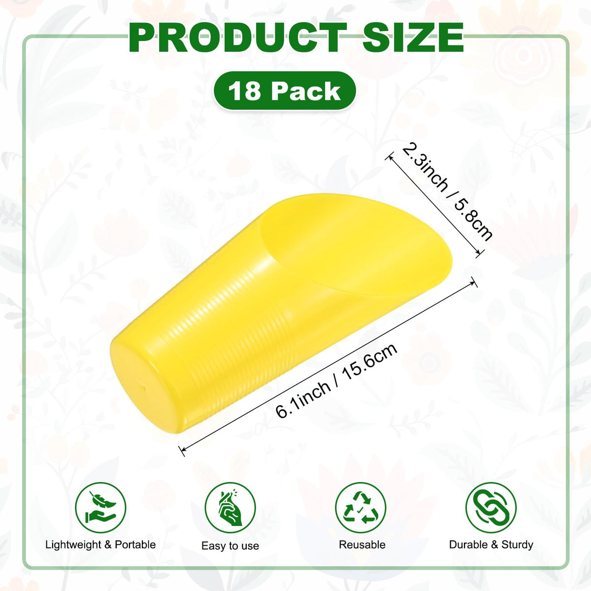 M METERXITY 18-Pack Bonsai Soil Scoops, Plastic Garden Soil Scoops Bucket Shovel Potting Scoopers for Transplanting/Flower Planting/Plant Succulent, Colorful Small Gardening Tools [Yellow]