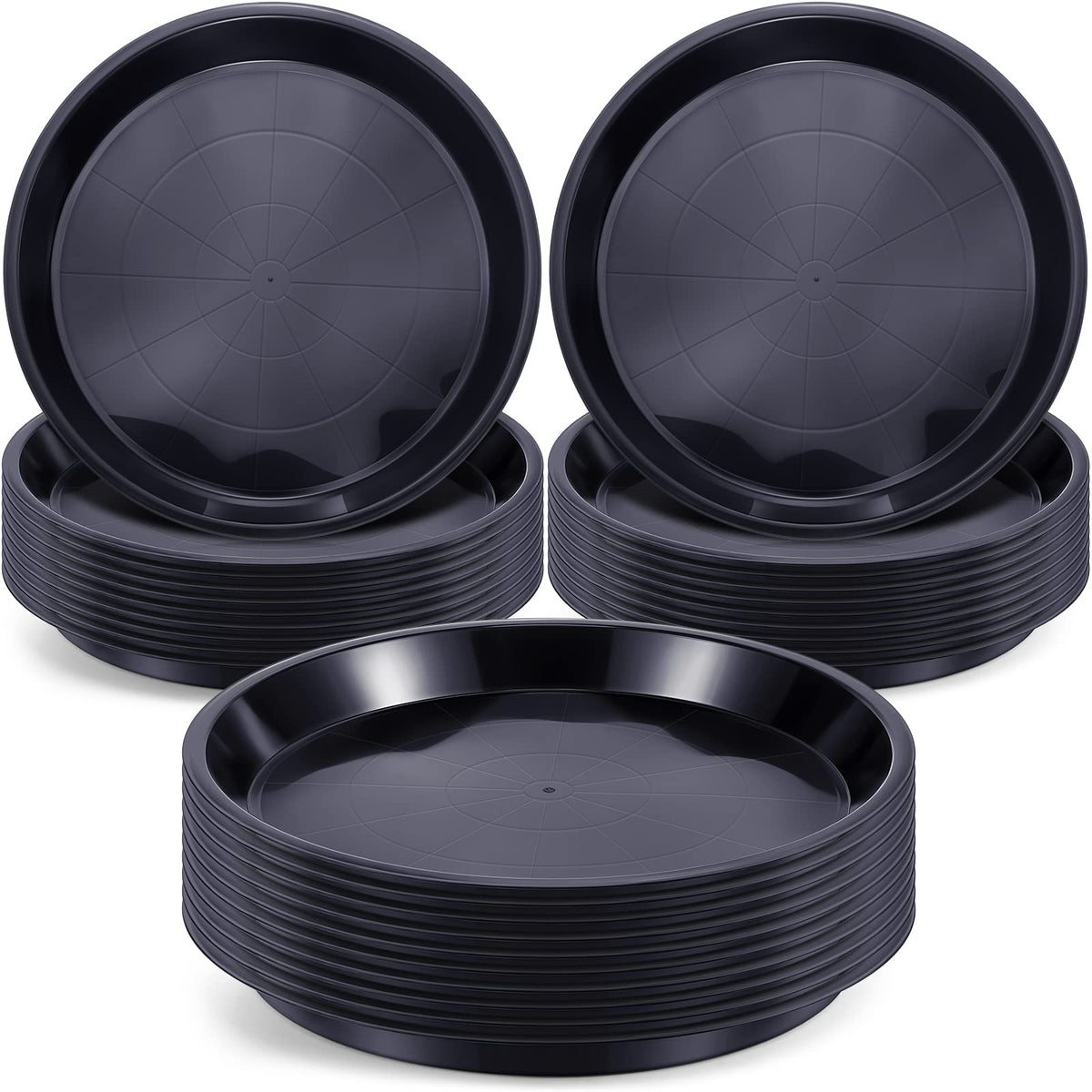 Sawysine 30 Pack Plastic Plant Saucer Round Drip Trays Black Flower Pot Saucers Thick Plant Dish Sturdy Water Tray Heavy Drainage Potted Container for Indoor Outdoor Garden (12 Inches)