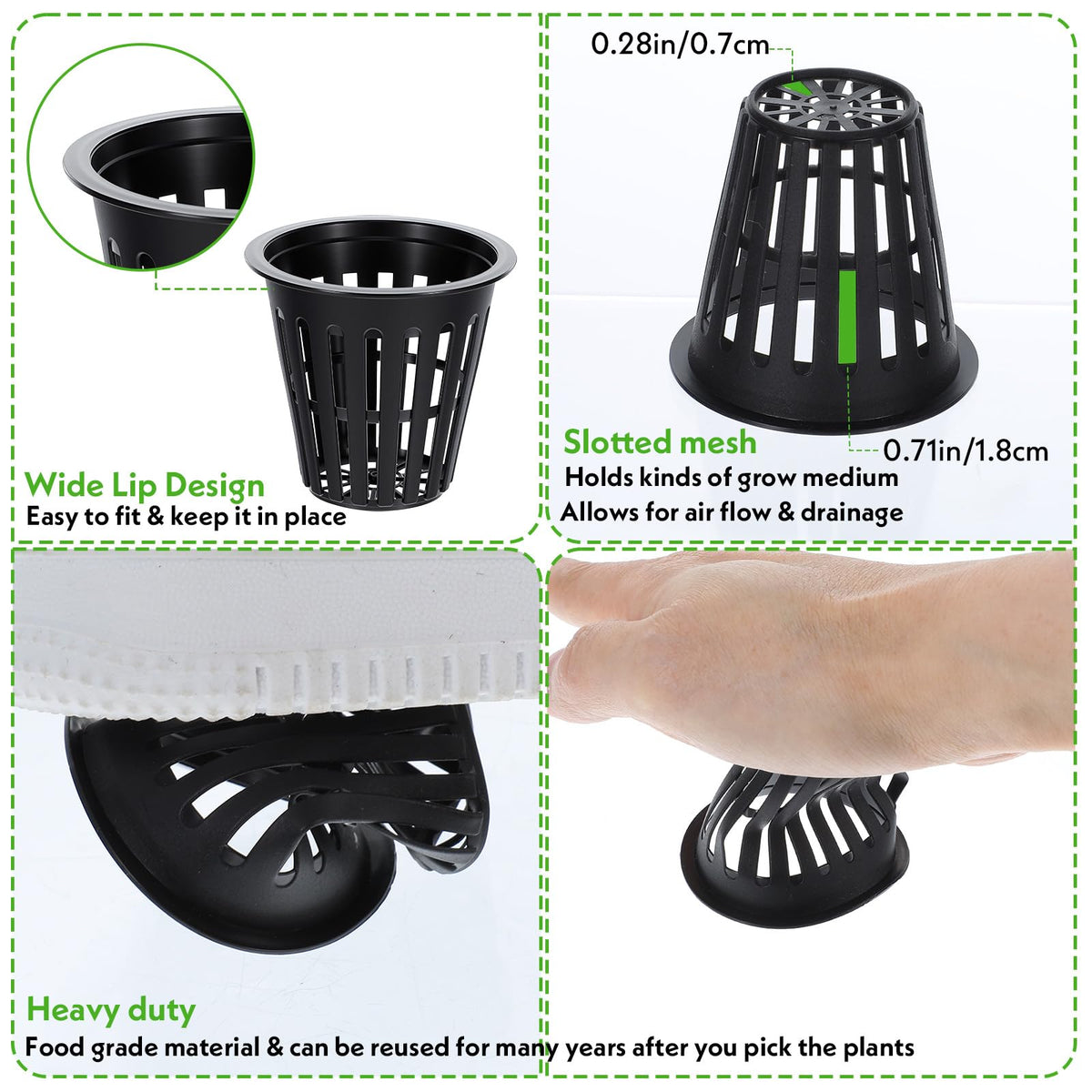 Lemecima 200PCS 2 inch Net Pots,Hydroponics Cup, Net Cups for Indoor or Outdoor Growing