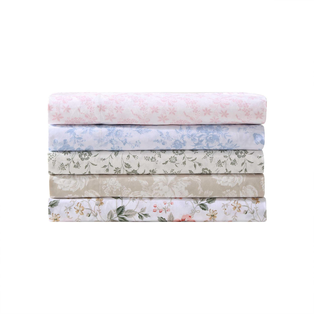 Laura Ashley - King Sheet Set, Crisp & Cool Cotton Percale Bedding with Deep Pockets, Lightweight for Year Round Comfort, Bed Sheets with Matching Pillowcases (Antoinette Pink)