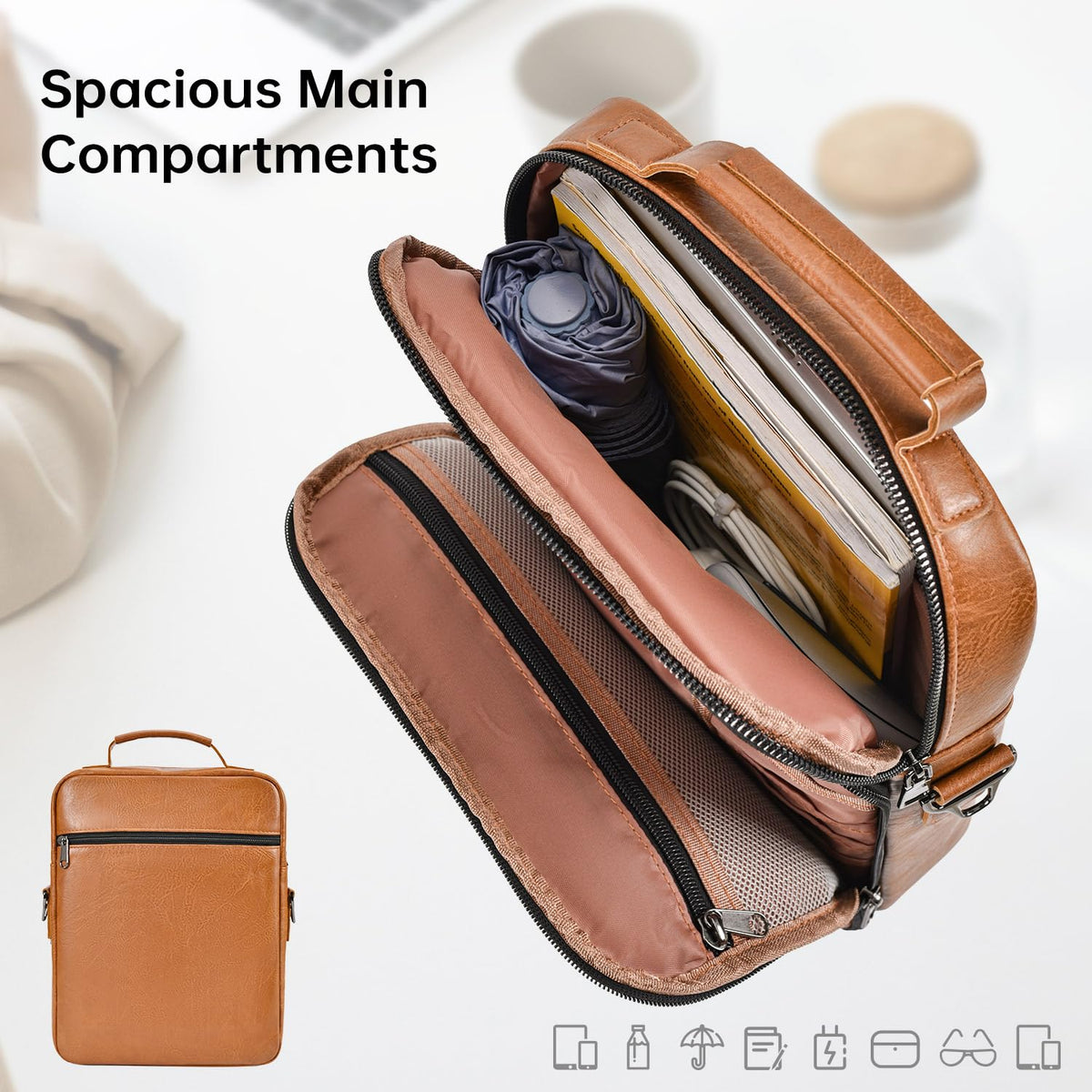 13 Inch Leather Laptop Bag for 2026 MacBook Neo A18 Pro A3404, 2026-2022 MacBook Air 13 M5 M4 M3, Protective Carrying Sleeve Travel Case with Accessory Pockets, Brown
