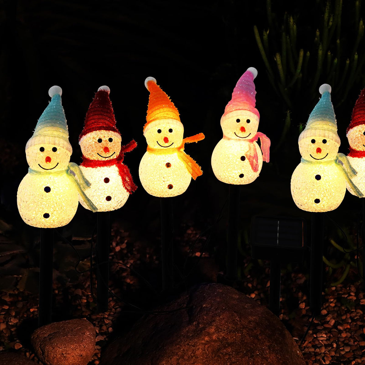 Outdoor Christmas Decorations 2025-Christmas Light Stakes for Yard-Snowman Solar Lights-Snowman Christmas Ornaments for Yard Garden Lawn Landscape Patio Walkway Decor