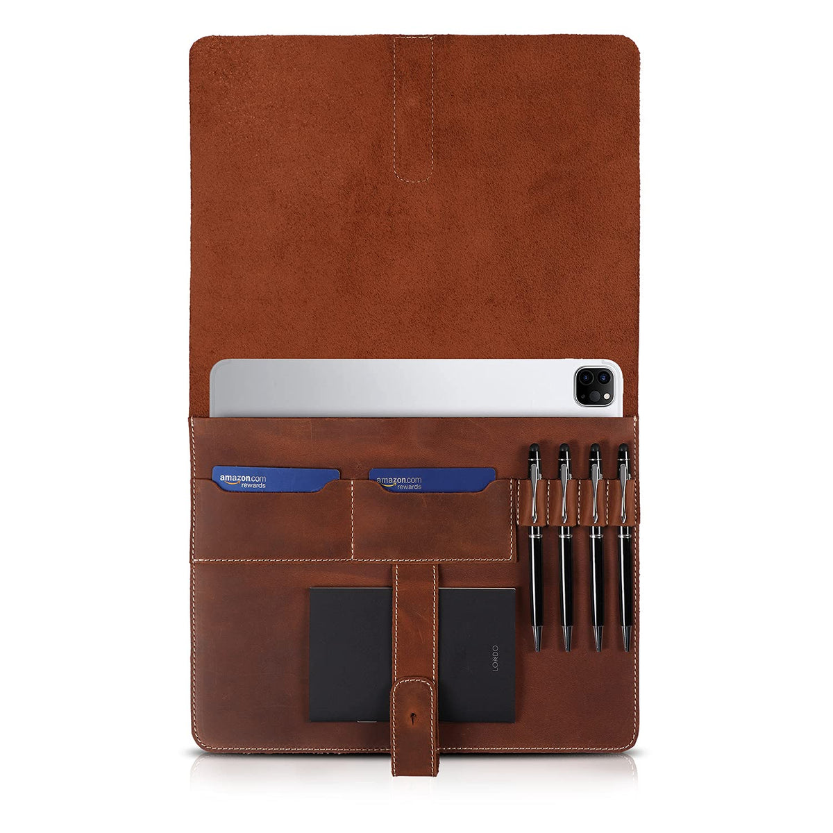 Londo Genuine Leather Tablet Cover for 11-Inch iPad Air, iPad Pro 11, iPad – Case with Two Card Slots & Leather Pen/Apple Pencil Holders