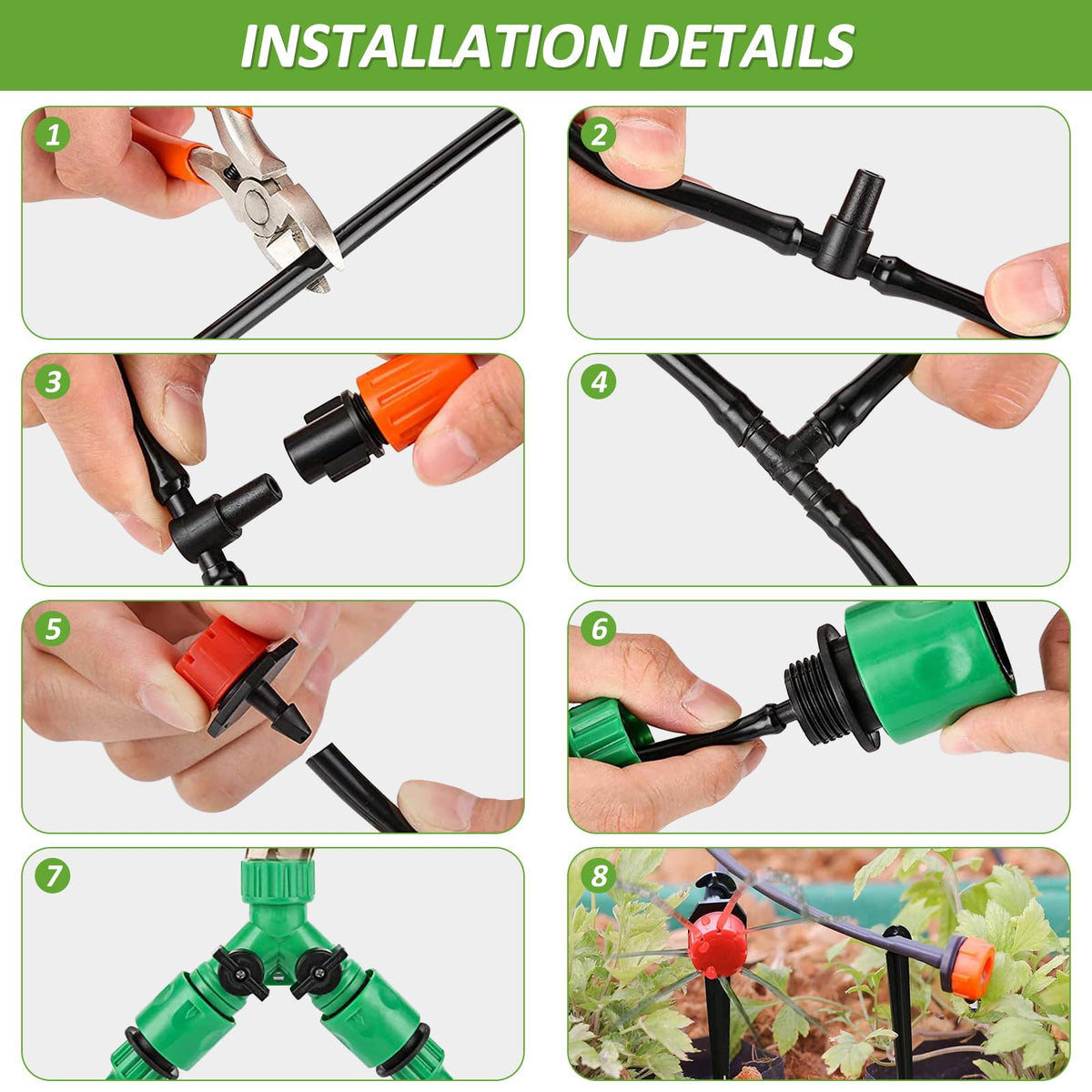 LasTool 98FT Drip Irrigation Kit,Automatic Garden Watering System with 1/4" Tubing,Adjustable Mist Sprayer Nozzles & Drip Emitters for Raised Bed,Patio,Lawn, Greenhouse-Easy DIY Installation