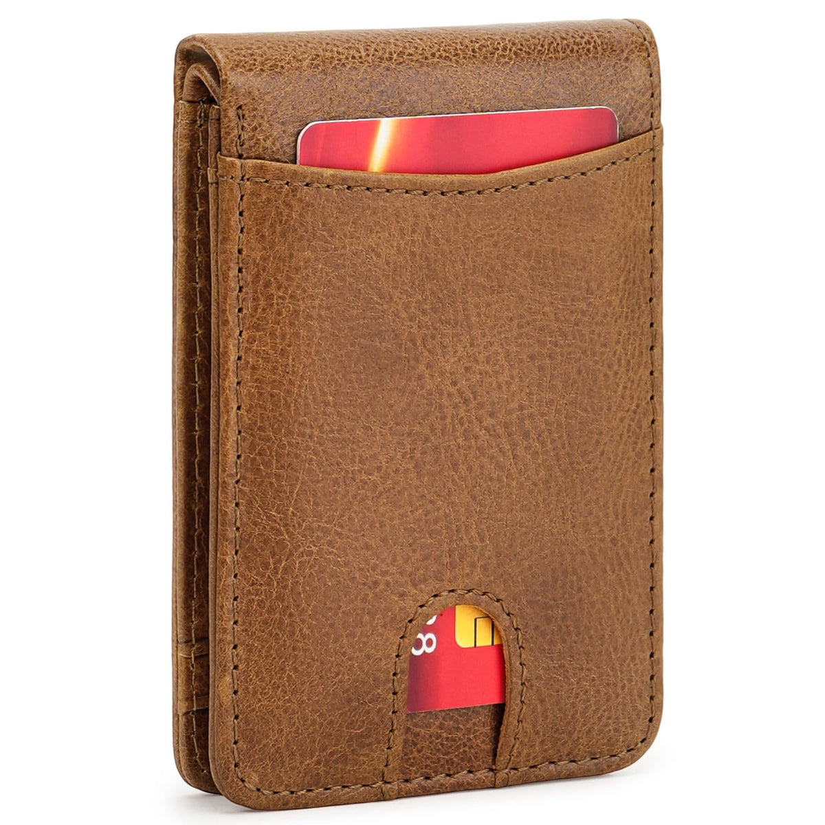 LOUEBICA Genuine Leather Wallet for Men RFID Blocking Bifold Slim Minimalist with Front Pocket Wallets Men Gift