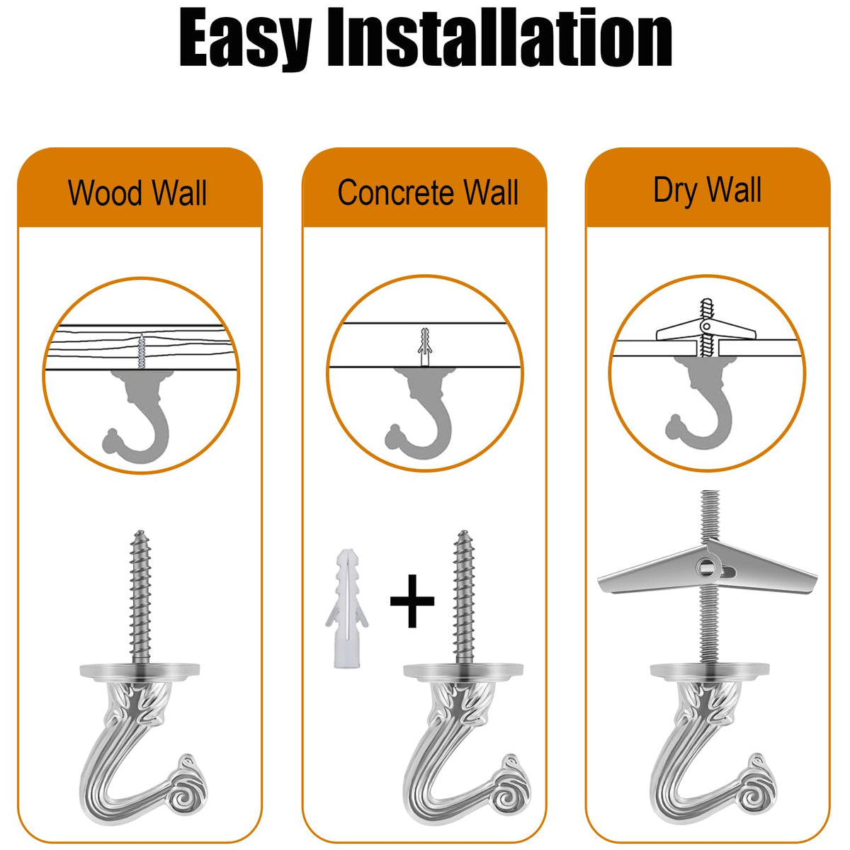 Omytie 15 Ft Heavy Duty Hanging Chain Kit with Connection Locks/Swag Ceiling Hooks for Lighting Fixture, Chandelier, Pendant, Lantern, Swag Lamp, Plant/Flower/Fruit Basket, Bird Feeder (Chrome)