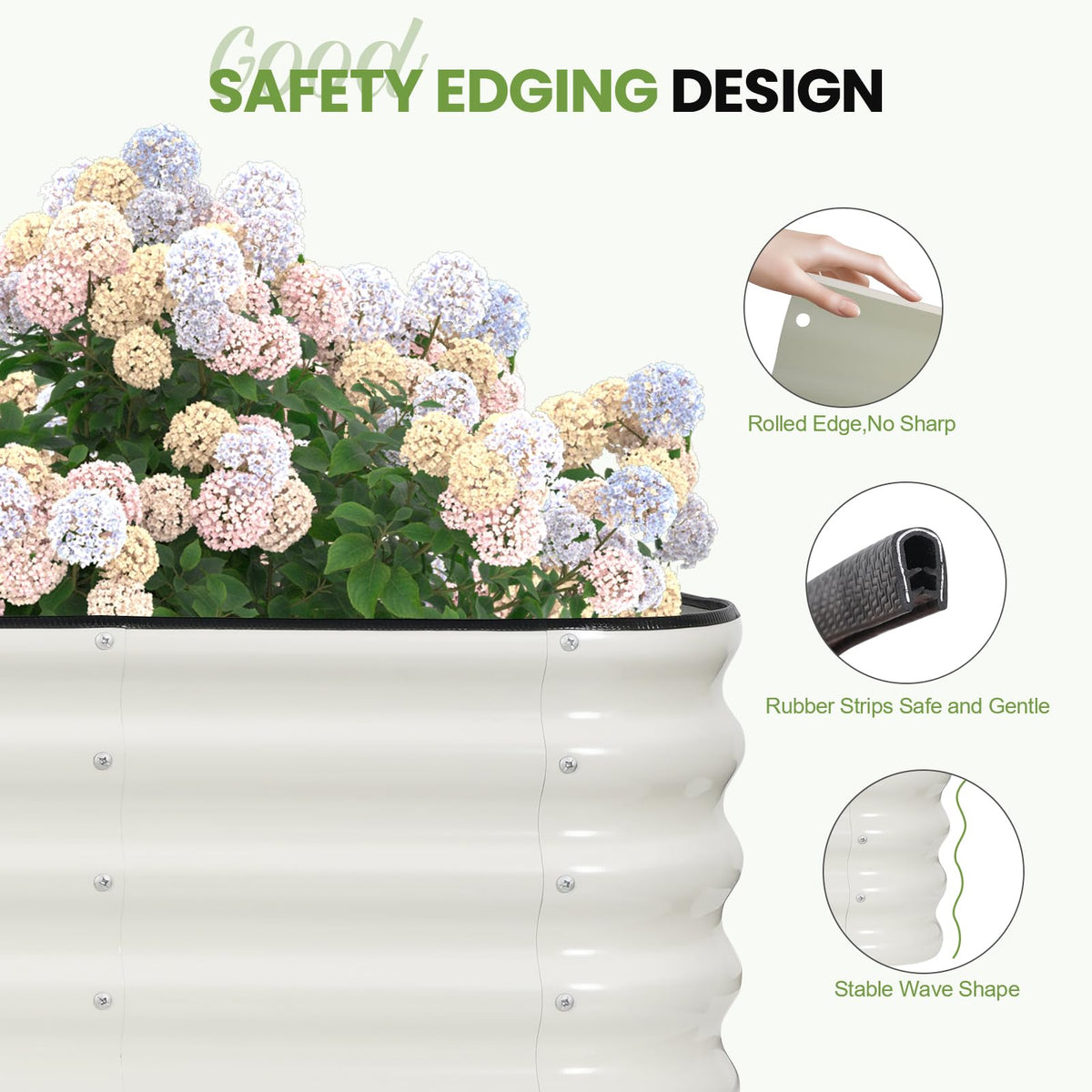 G GOOD GAIN Raised Garden Bed Kit - 5-in-1 Adjustable Galvanized Metal Planter Box with Protective Tape & Gloves & Tools | 8x3x1.4ft Outdoor Raised Bed for Gardening Vegetables, Flowers, Herbs, Green
