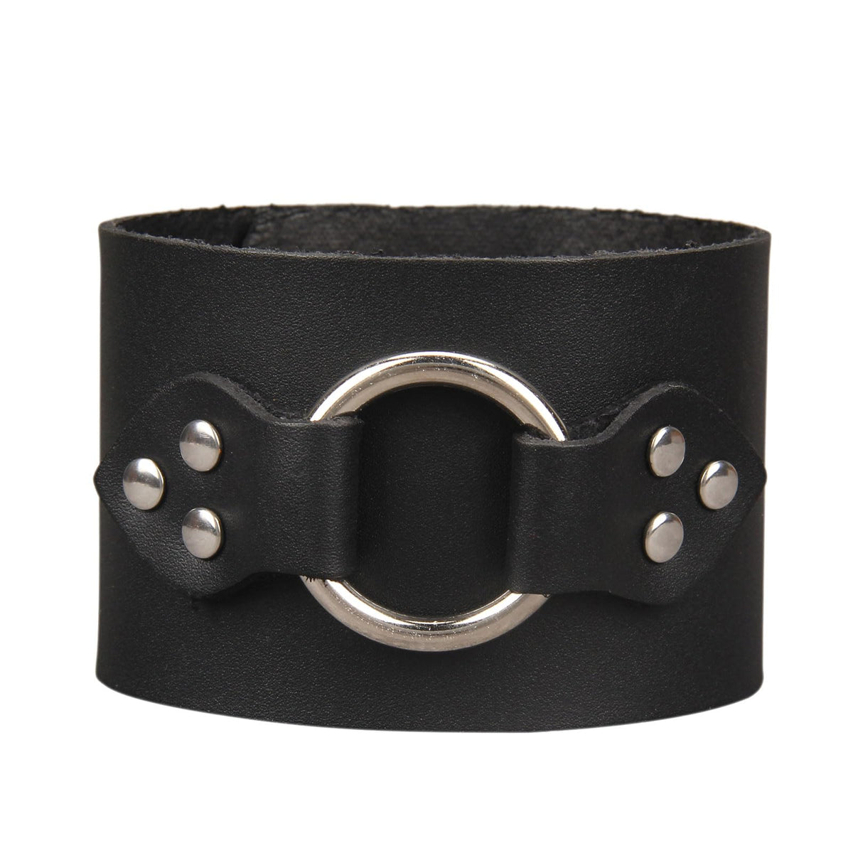Jeilwiy Mens Cuff Bracelet Punk Rock Bracelets Black Leather Bracelet for Men Women Plain Punk Leather Snap Bracelets