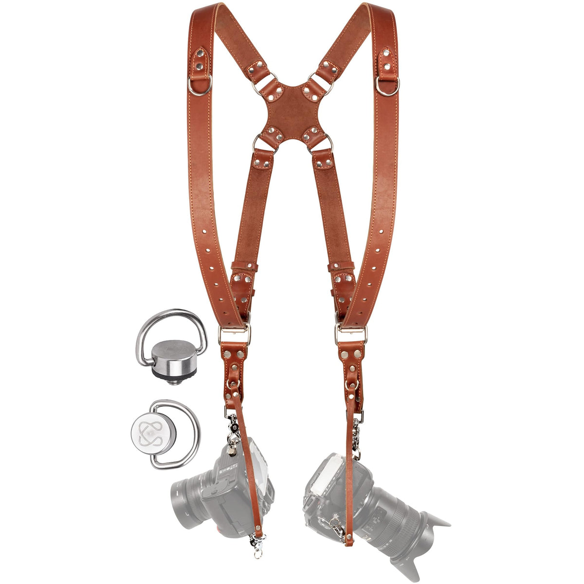 C Coiro Camera Harness for 2 Cameras – Dual Shoulder Leather Camera Strap – Double Camera Harness for DSLR/SLR, Camera Straps for Photographers of All Levels, Standard Straps/Color Tan