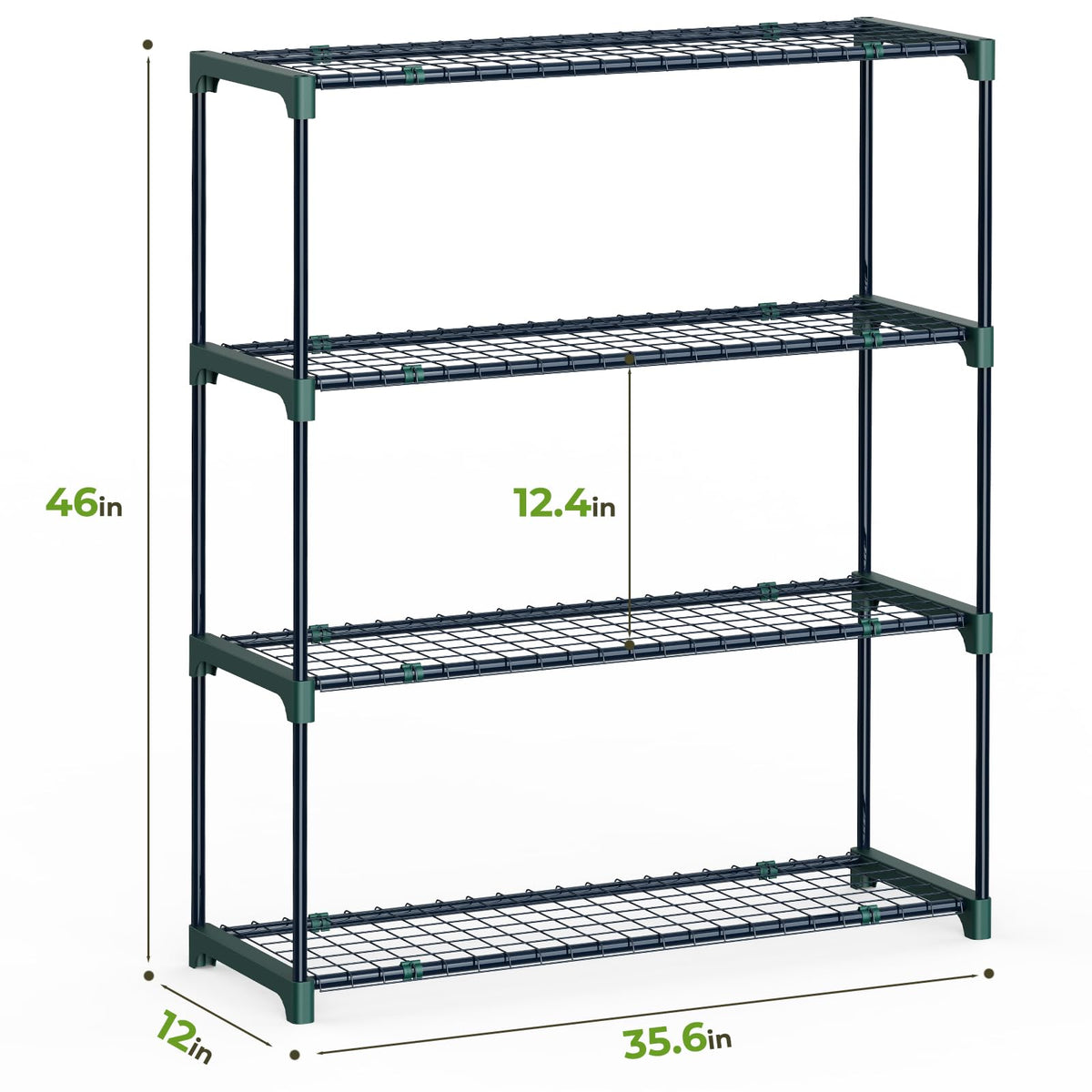 Ohuhu Plant Greenhouse Shelves 4 Tier 2 Pack Extra-Wide Stable Green House Shelving for Outdoor, 35x12x42 Inch Portable Rustproof Metal Shelf Plant Stand Rack Greenhouse Accessories