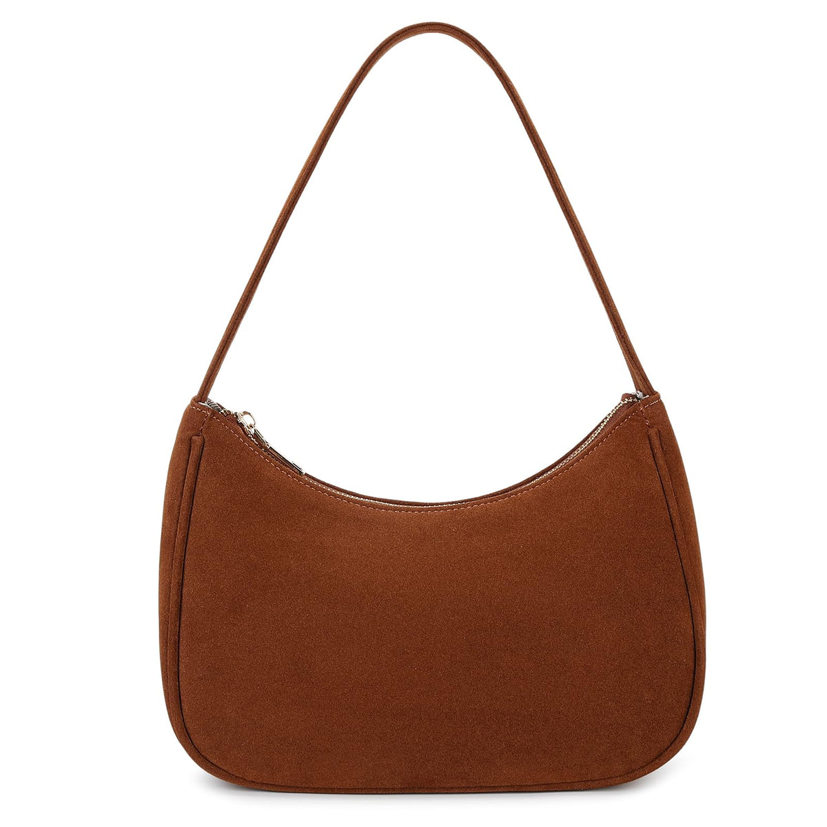 CYHTWSDJ Shoulder Bags for Women, Cute Hobo Tote Handbag Mini Clutch Purse with Zipper Closure (Suede-brown)