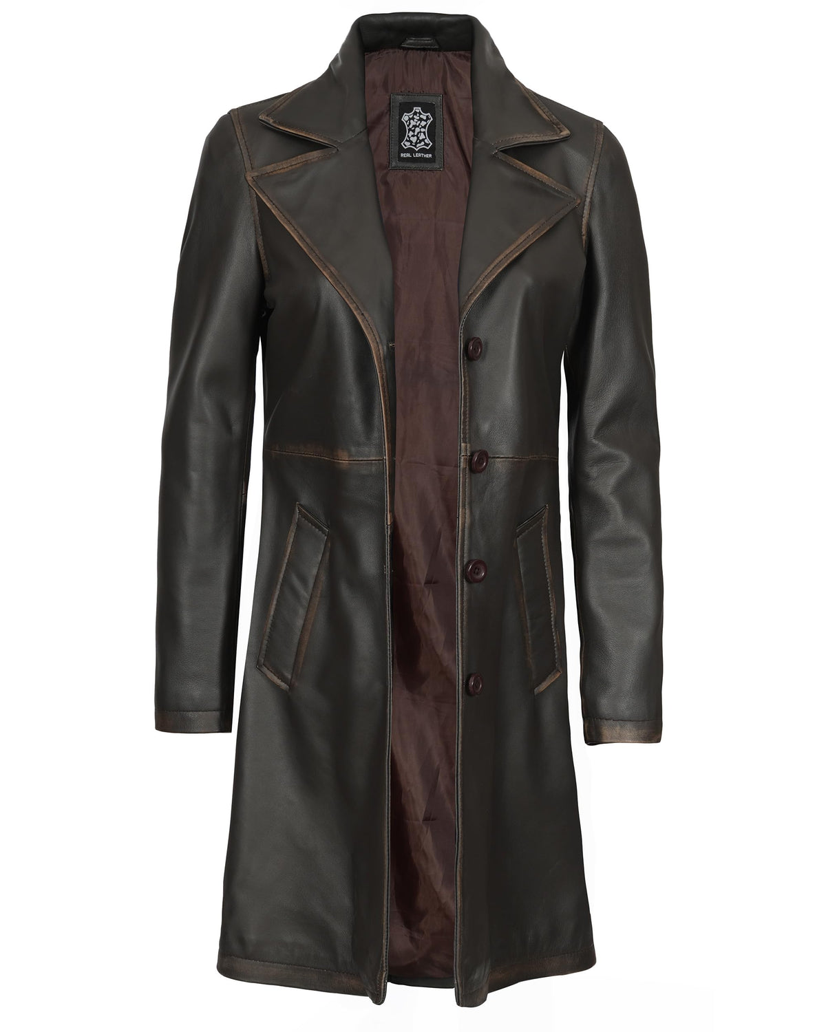 Blingsoul Real Lambskin Womens Long Leather Coat | [1316156] Bryson Ruboff, 2XL