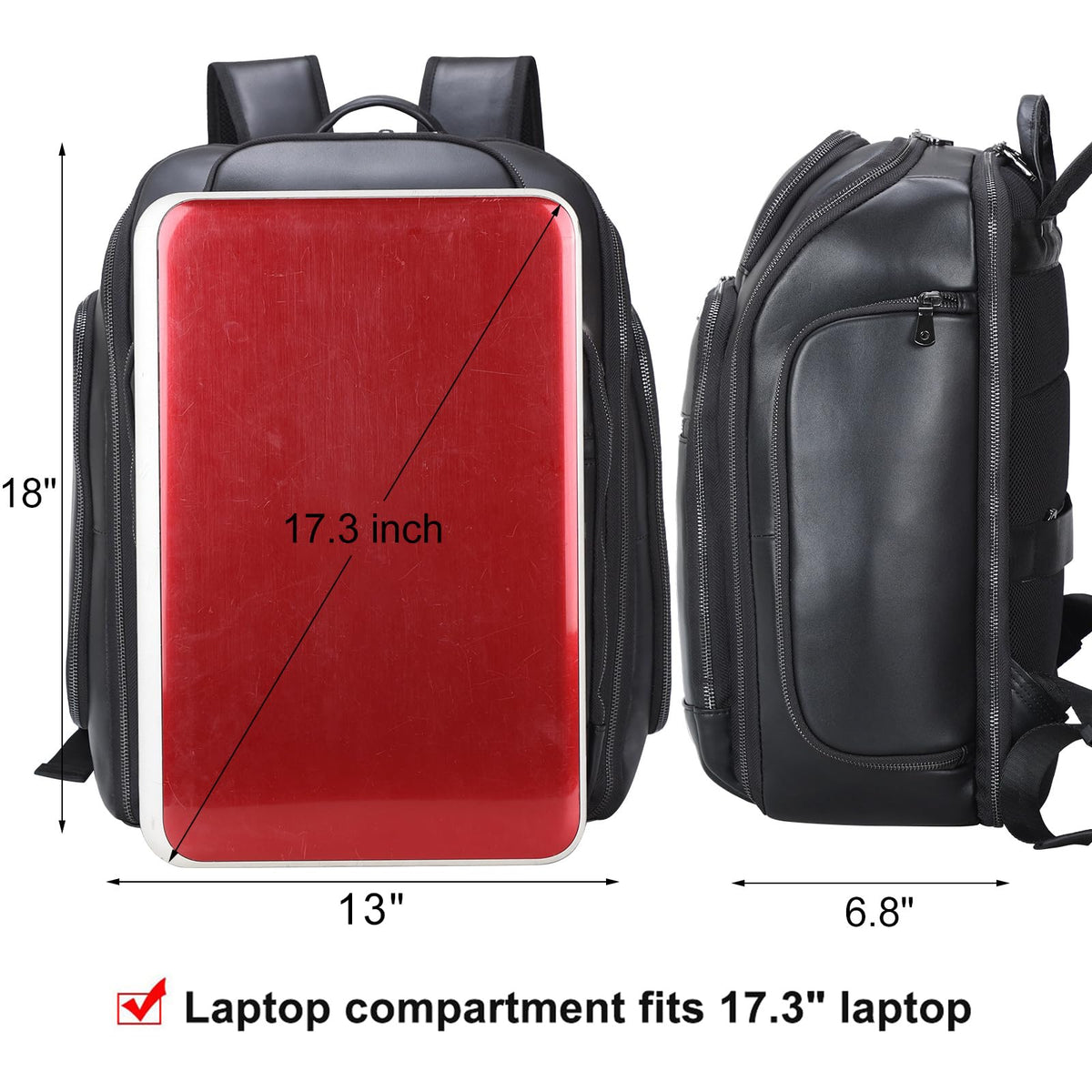 TIDING Genuine Leather Backpack for Men, 17.3 Inch Laptop Bag TSA Friendly Travel Rucksack Hiking Camping Daypack