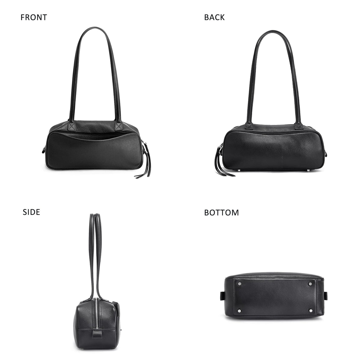 hedexe Leather Shoulder Bag for Women: Genuine Leather Hangbag for Ladies - Chic Bowler Purse for Work Travel & Daily(01Black)