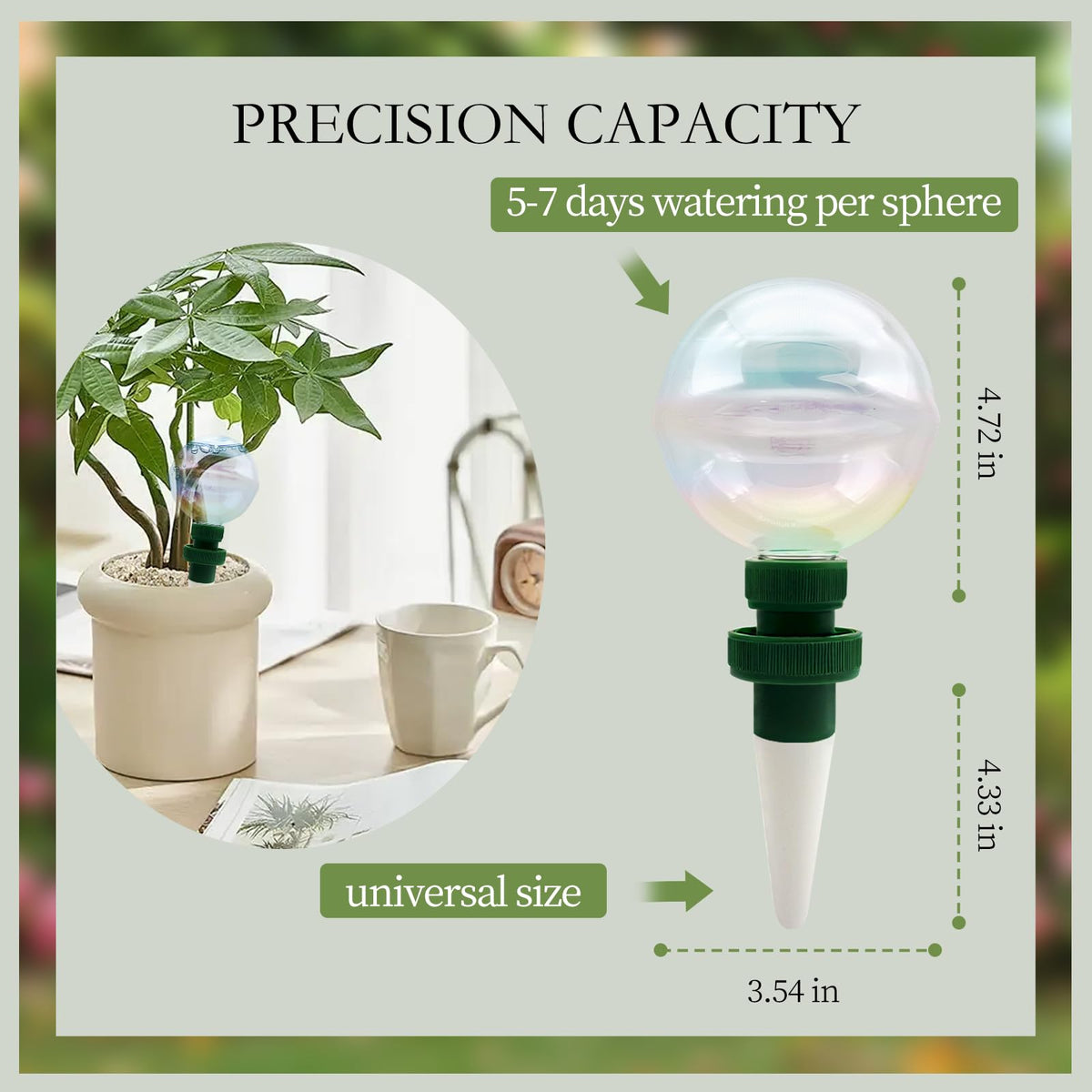 Floreevo 4 Pack Glass Self-Watering Globes for Plants, 6oz Automatic Plant Waterer Bulbs with Terracotta Slow Release Spikes, Vacation Indoor Outdoor Houseplant Watering Devices