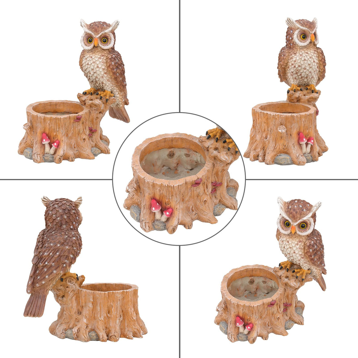 Cute Owl Succulent Plant Pot - Durable Resin Animal Planter with Drainage Hole, Decorative Flower Vase for Indoor Outdoor Desktop Garden, Unique Owl Gifts for Bird Lovers, Cactus Pot for Home Office