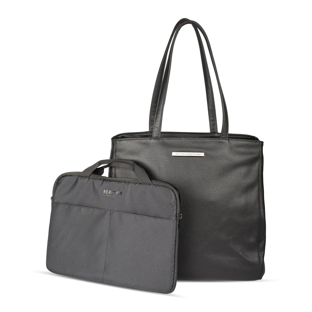 Kenneth Cole REACTION Marley Women’s Pebble Vegan Leather 16" Laptop Tote with Removeable 14" Laptop Sleeve, Black