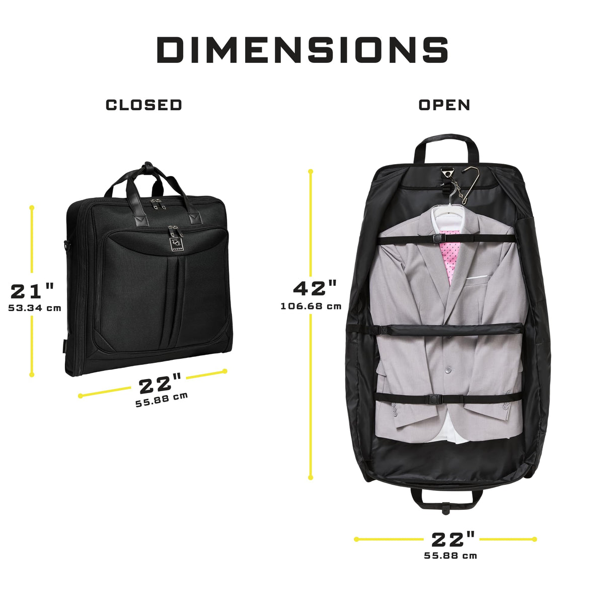 ZEGUR Premium Suit Garment Bag Carry On - Hangs 4 Suits - Travel & Business with Shoulder Strap and Laptop Compartment