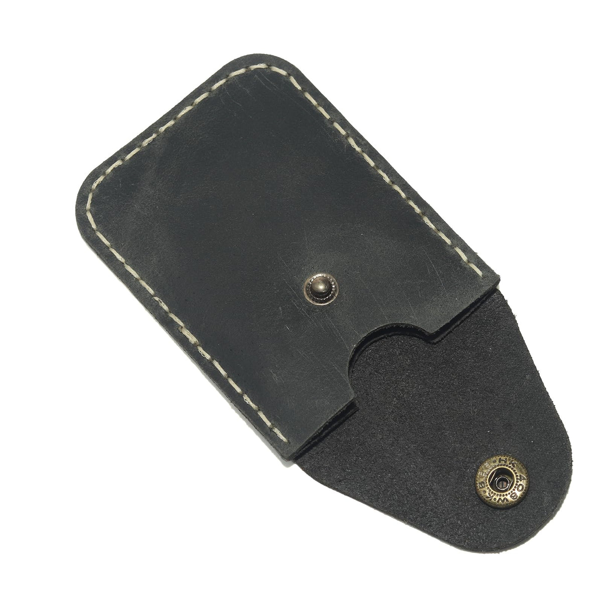 JingRongDa Handmade Men's Slim Genuine Leather Card Holder with Secure Closure Design Front Pocket Design Card Case for Everyday Carry (Black)