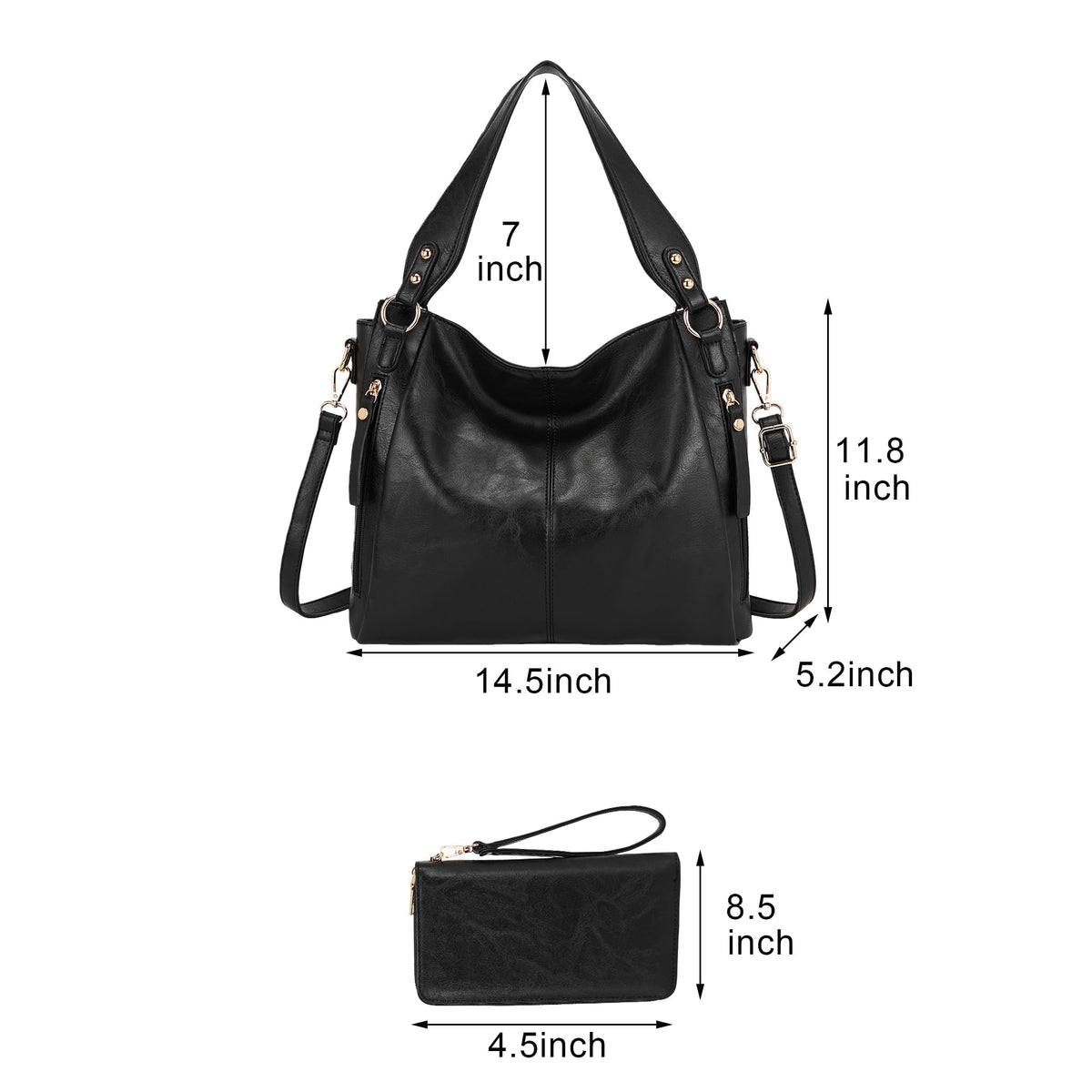 TOVAXY Women's Hobo Handbags Crossbody Bags Ladies Tote Shoulder Bags Purses and Wallet Set 2pcs