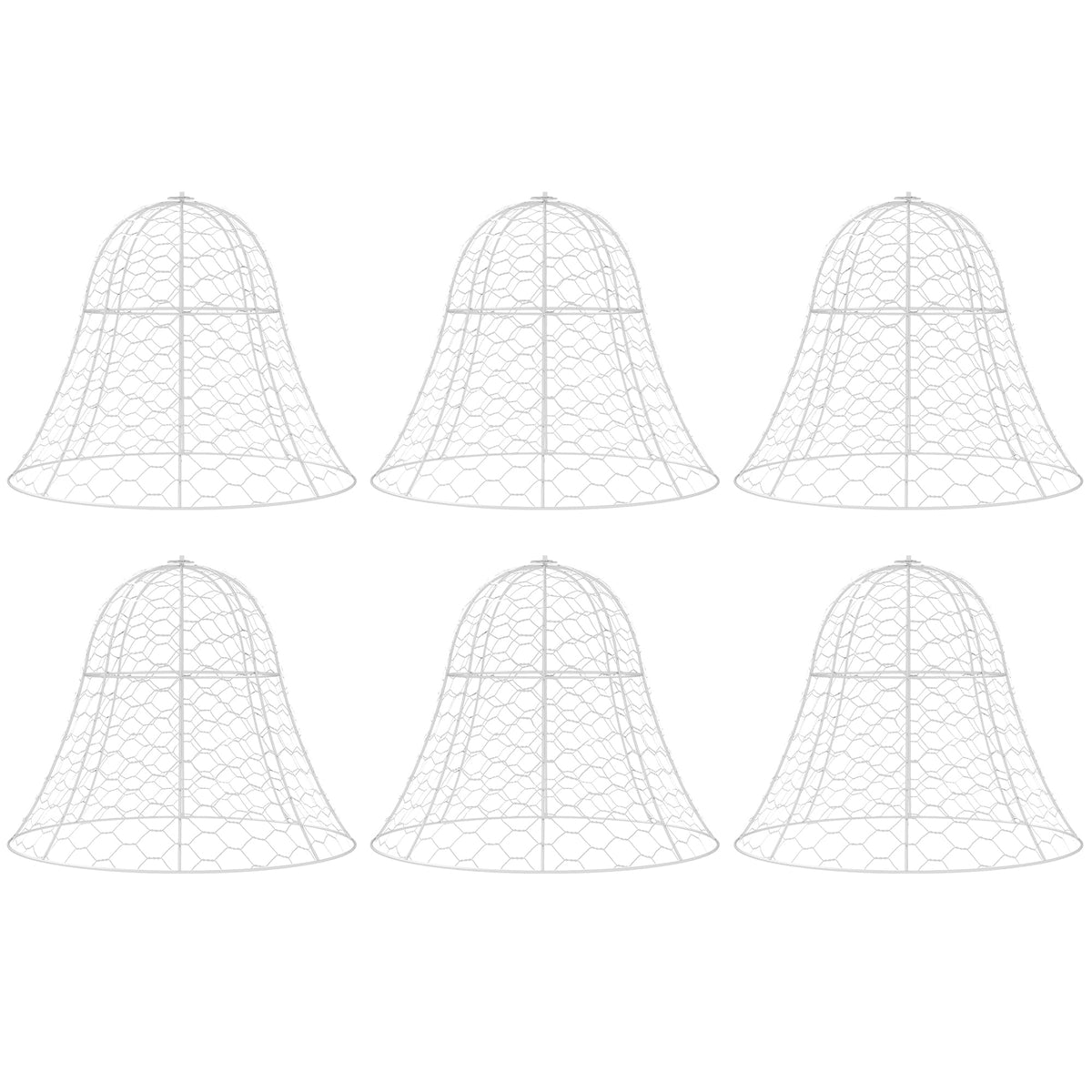 6-Pack Garden Chicken Wire Cloche, 16" x 13" – Metal Plant Protectors, Stackable Crop Cages, White, Animal Barrier for Outdoor Gardens
