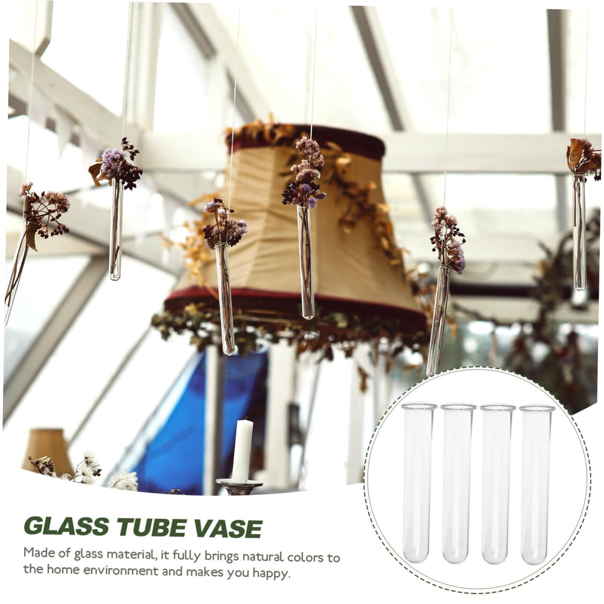 Cabilock 4pcs Glass Hydroponic Propagation Tubes for Plants Small Test Tube Vase Terrarium Container for Desktop Water Plants Floral Decor