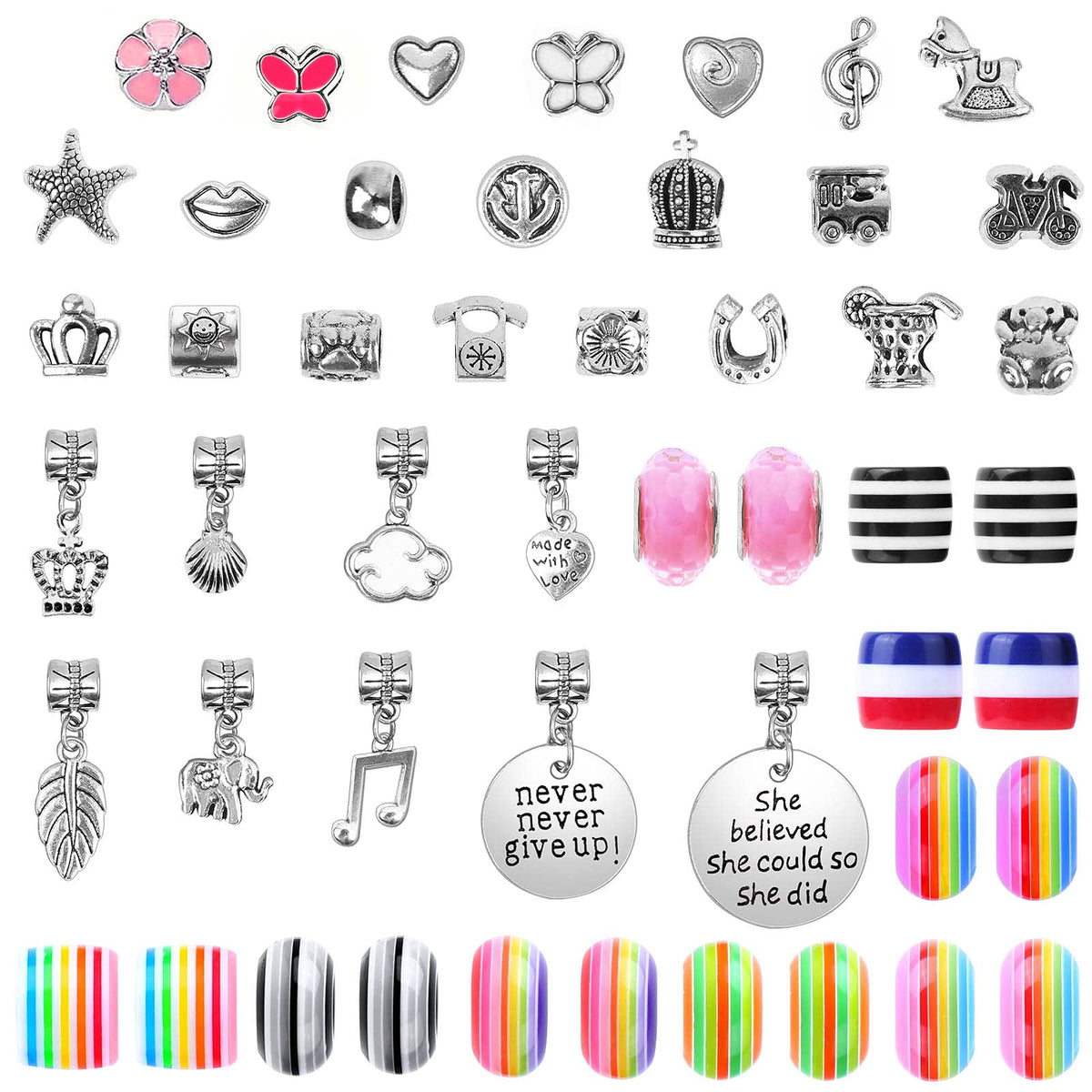 Acejoz 85 Pcs Charm Bracelet Making Kit, DIY Charm Bracelets Beads for Adults and Beginner Jewelry Making Kit