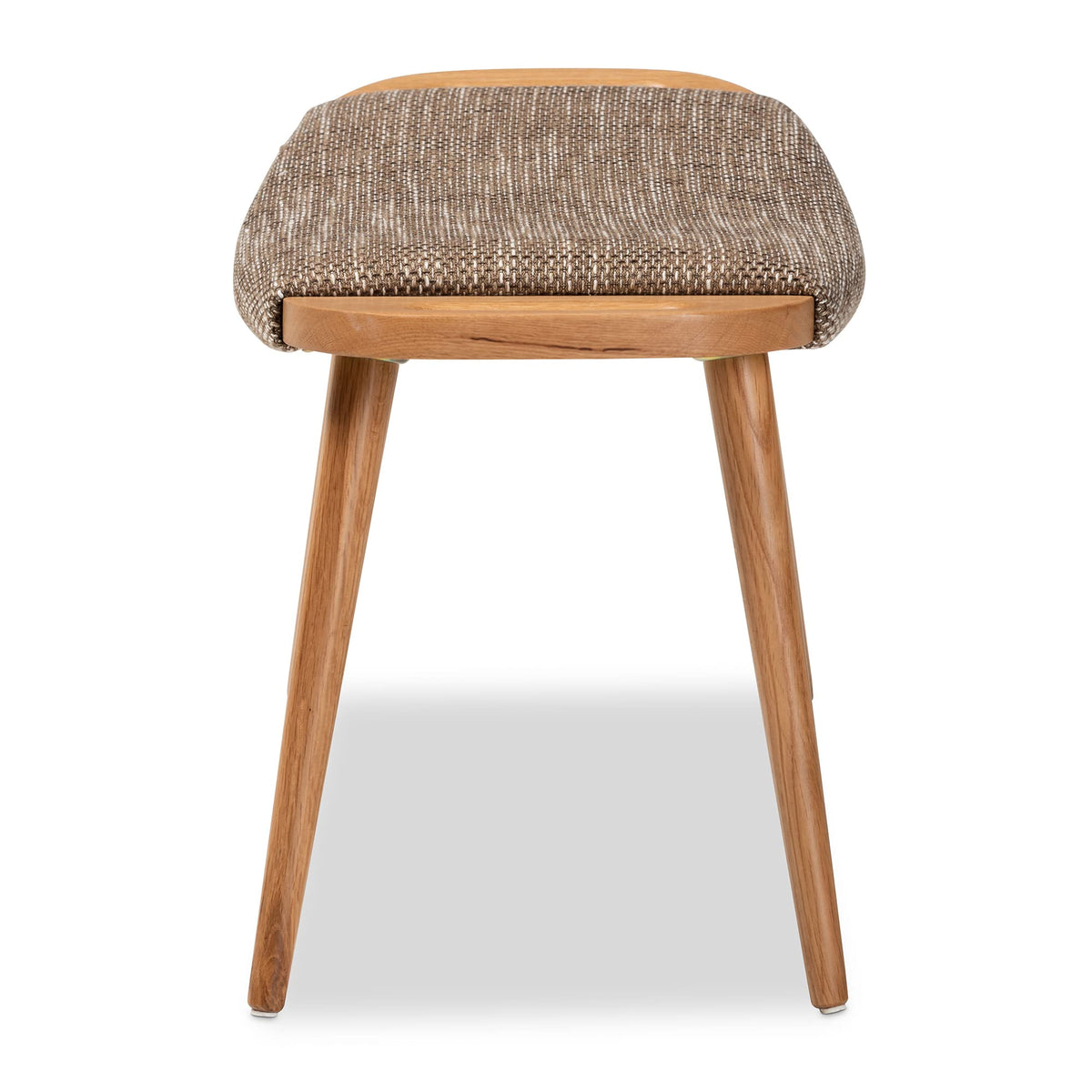 Baxton Studio Banner Mid-Century Modern Light Brown Fabric Upholstered and Oak Brown Finished Wood Accent Bench