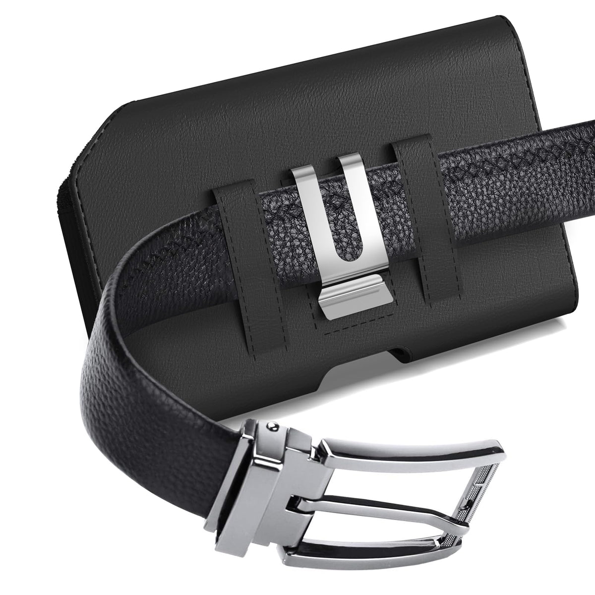 CoverON Holster with Earbuds Holder for 1+ OnePlus 15R 15 Nord 4 Open 13 13R 12 12R CE4 One Plus N200 N20 N10 5G 10T 10 9 Pro 8T+ Phone Case Belt Clip Buds Leather Pouch Bag (Fits Otterbox/Any Case)