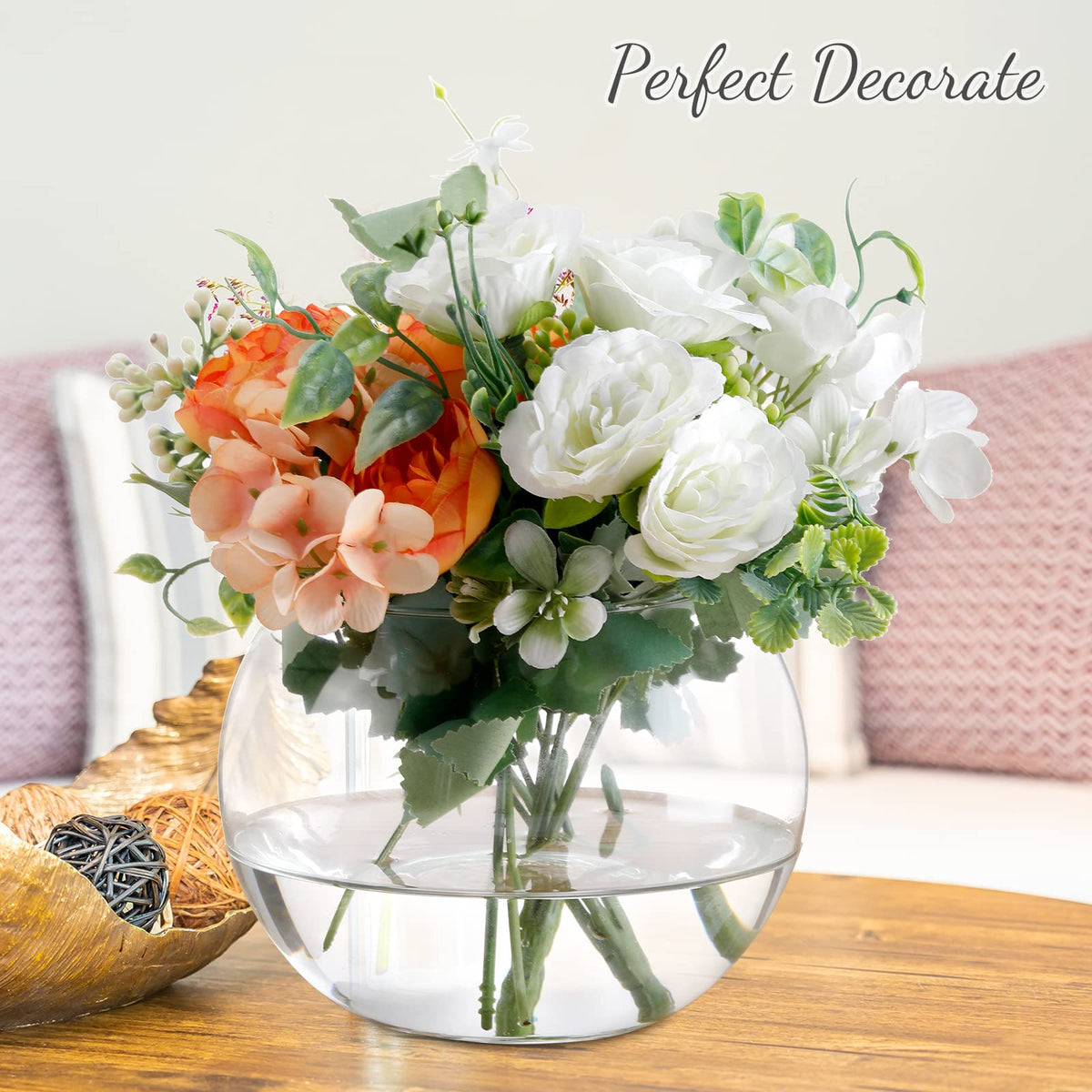 Clear Bowl Glass Vase Bubble Glass Round Vase Clear Bubble Planter Terrarium Fish Bowl Vase for Wedding Event Home Decor Flowers Fish(6 Pcs,4.5 x 3.7 x 5.9 Inch)