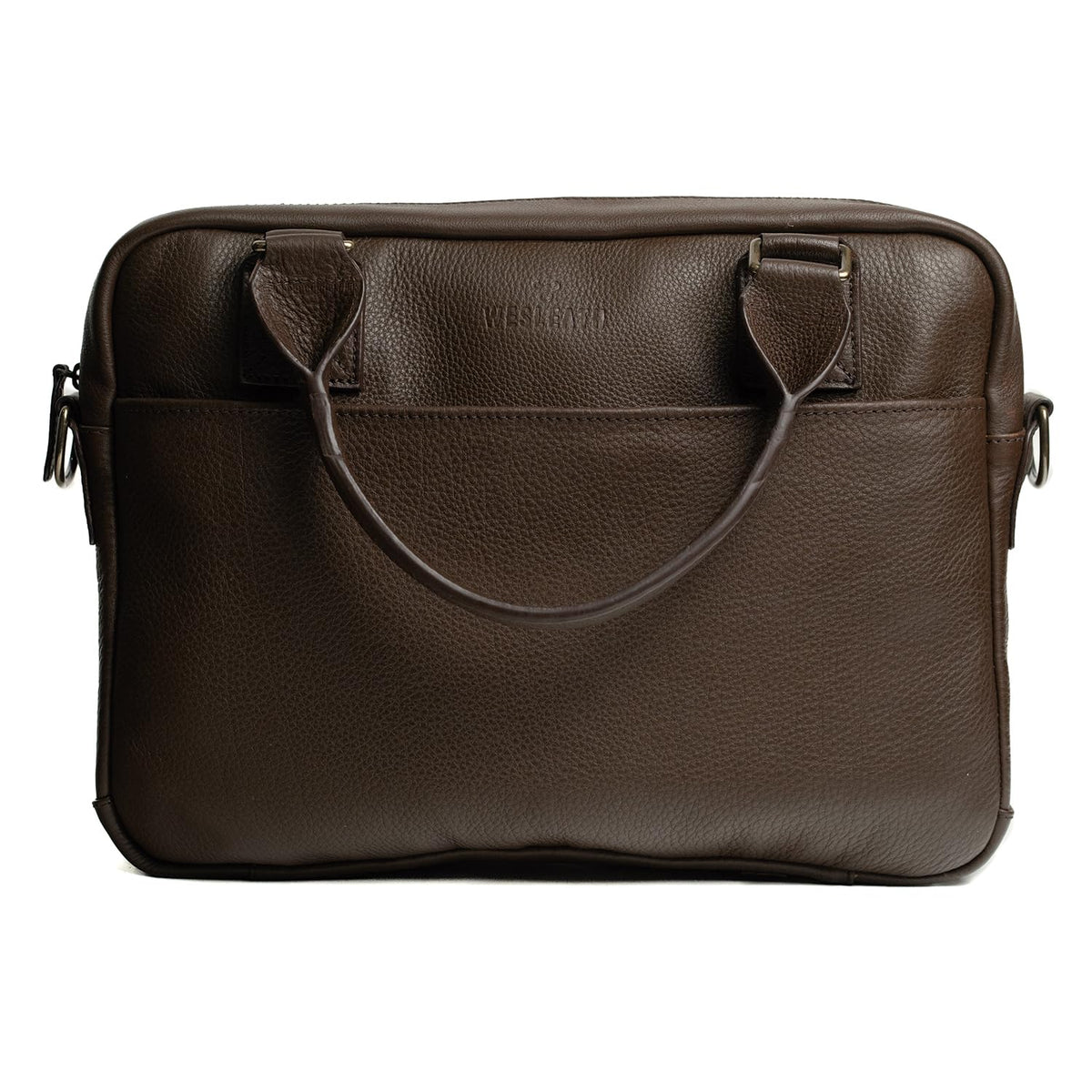 WESLEATH Full Grain Leather Briefcase | Elegant Handmade Leather Briefcase for Men, Perfect for Work and Business. (Chocolate)