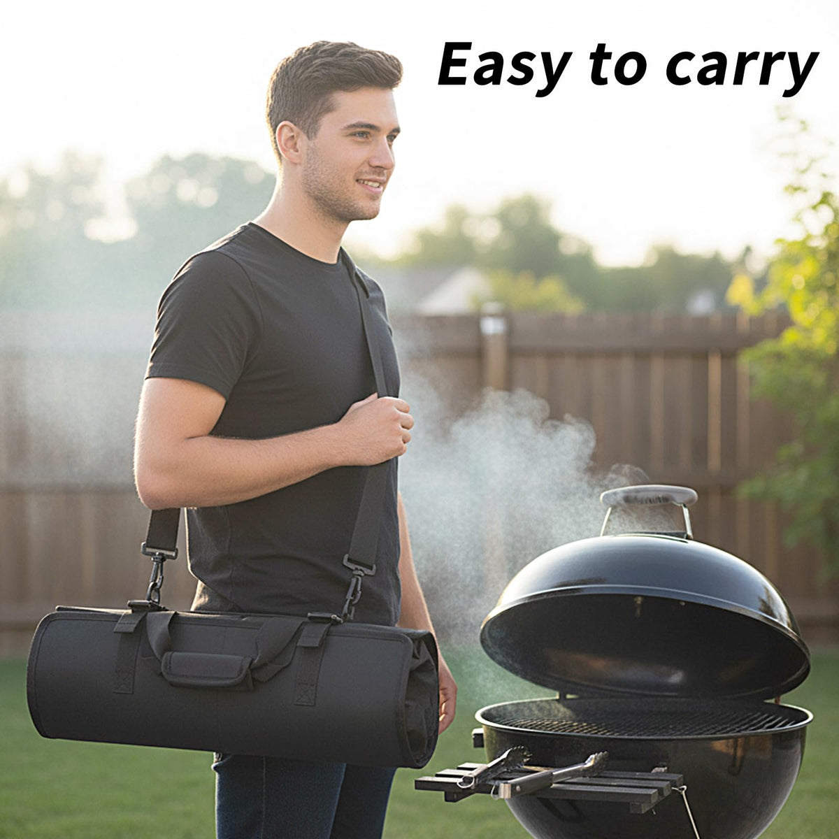 Grill Tool Accessory Storage Bag Roll Up, BBQ Tools Carry Orangizer Case for Grilling Utensil, Large Oxford Cloth Griddle Classifiable Holder for Outdoor Camping Barbecue Hiking Picnic Trip(Box Only)