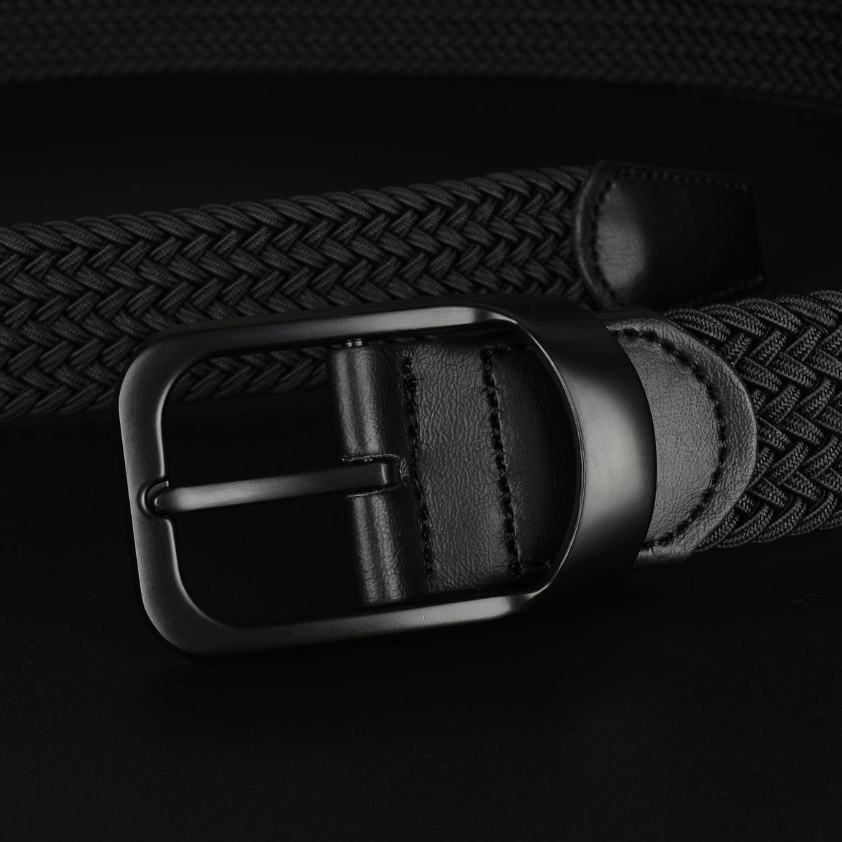 Drizzte Plus Size Mens Belt 67'' Casual Elastic Black Braided Stretchy Fabric Web Belts