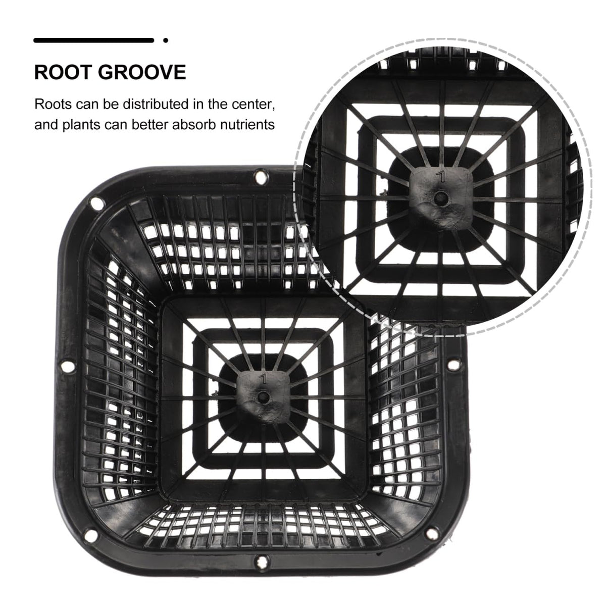 Yardwe Root Control Basin Square Net Pot 5.38 Inch Thickened Plastic Hydroponic Plant Basket for Root Growth and Water Cultivation
