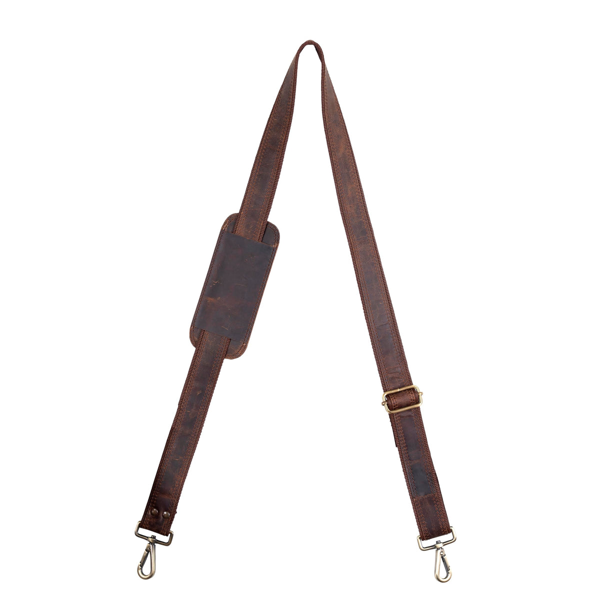 Hell Blues Bag Strap Replacement - Genuine Leather double layered with Brass Swivels Adjustable Shoulder Strap for Messenger, Laptop, Camera, Travel Bags (Cinnamon Rustic Brown)
