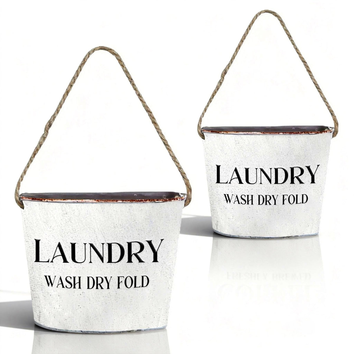 Lukpanda Laundry Room Decor - 2 Pcs Rustic Farmhouse Wall-Mounted Planters, Decorative Flower Pots for Laundry Room Walls, 6.2x5.5x4.3 Inches | Greenery Not Included