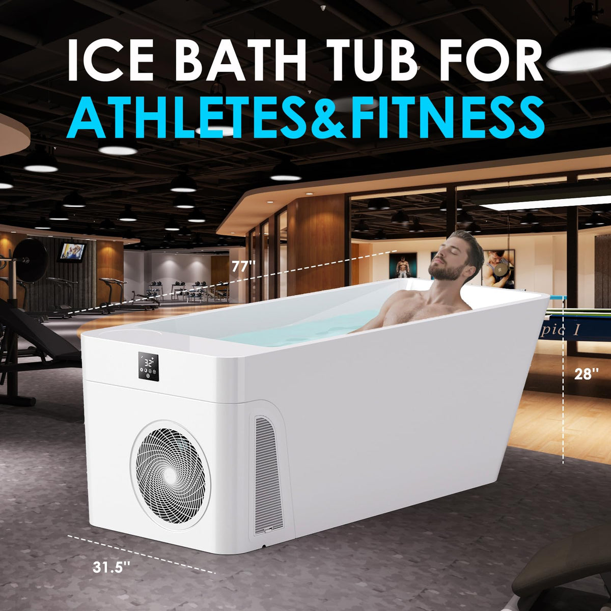 ICEGALAX Ice Bath Tub with Built-In Water Chiller (Down to 38℉), Smartphone Control, Whisper-Quiet, Freestanding Design for Full-Body Recovery & Cold Therapy, All-in Gen 2 (White)