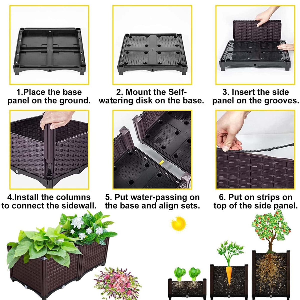 YSUEFIJO Raised Garden Bed for Vegetables, Elevated Planting Planter Box, Garden Planter Box Kit, Planters for Outdoor, Perfect to Grow Vegetables Herbs Flowers