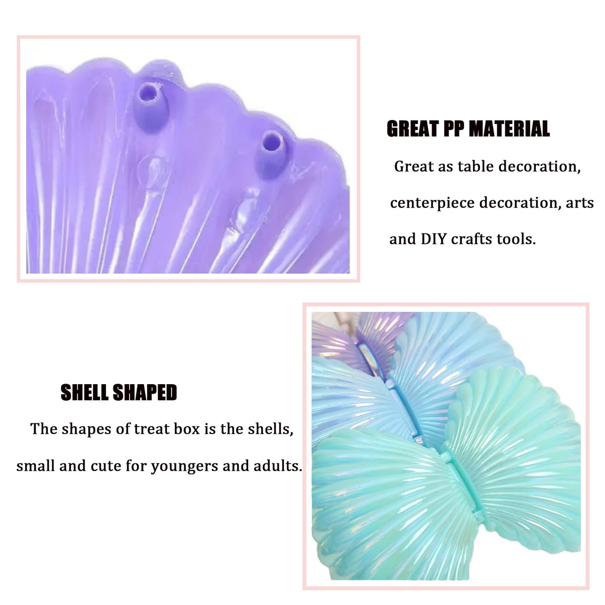 10Pcs Shell Candy Boxes Plastic Plastic Candy Containers Small Gift Box Jewelry Storage Box Seashell Containers Box for Wedding Birthday Baby Shower Christmas Party Favors Home Decor (10pcs)