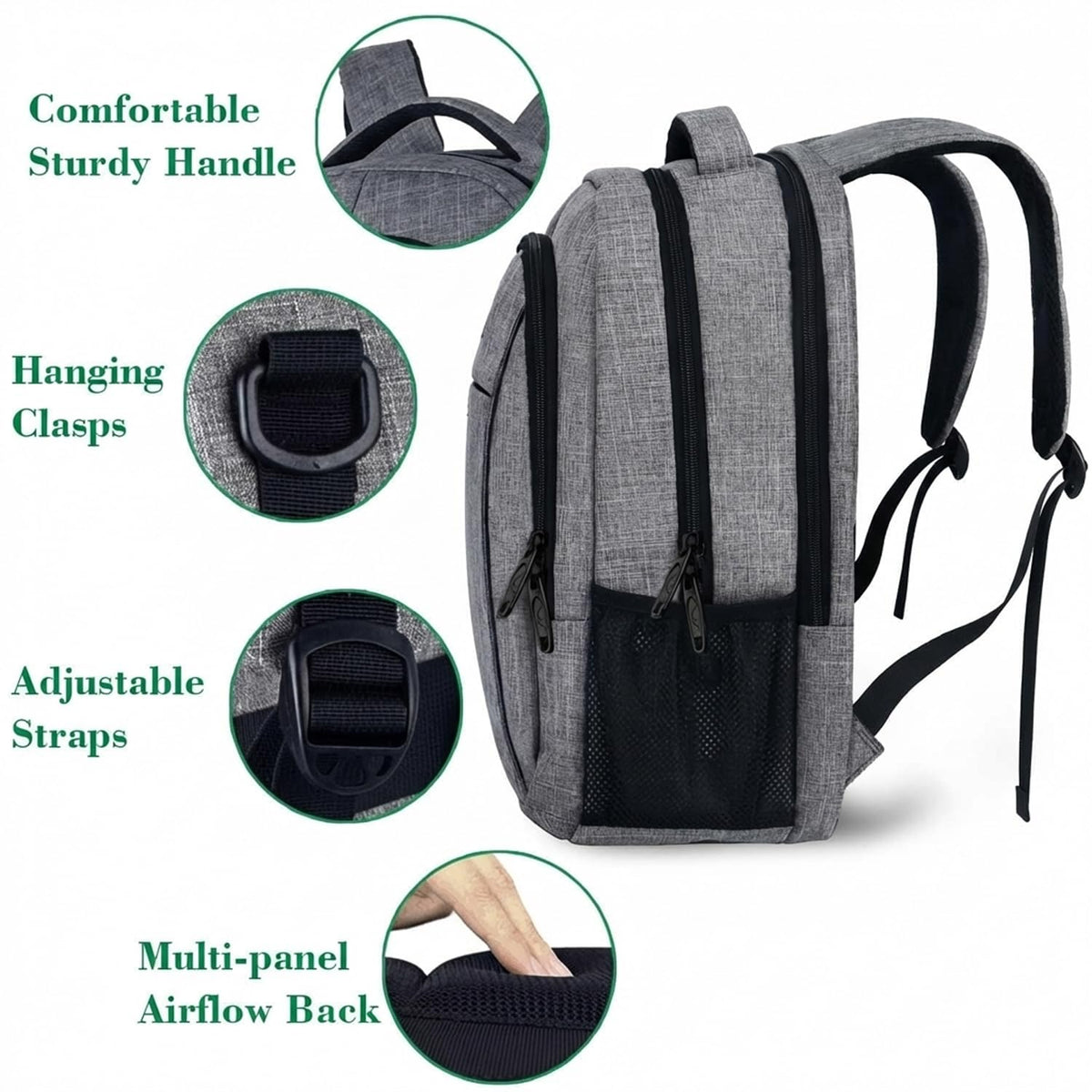 MATEIN Travel Laptop Backpack, Business Anti Theft Slim Sturdy Laptops Backpack Personal Item Bag, Water Resistant College School Computer Bag Gift for Men & Women Fits 15.6 Inch Notebook, Grey
