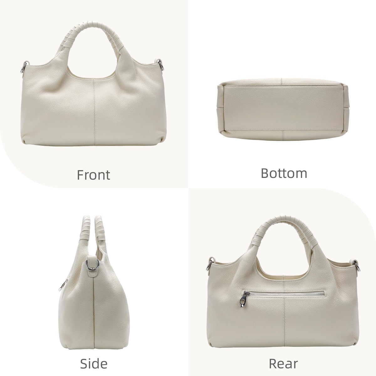 Iswee Genuine Leather Purse Cross Body Shoulder Bags for Women Purses and Handbags Satchel Designer Pocketbooks Hobo Medium Size Tote (Beige)